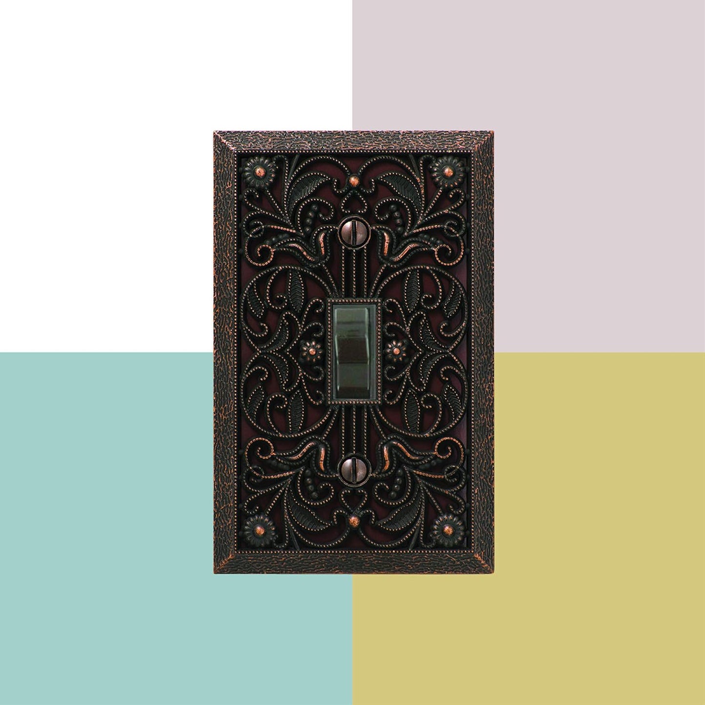 Amerelle 65DDB Filigree Wallplate - 1 Duplex Outlet - Cast Metal - Aged Bronze - 1-Pack - Stylish Wall Plate for Outlets