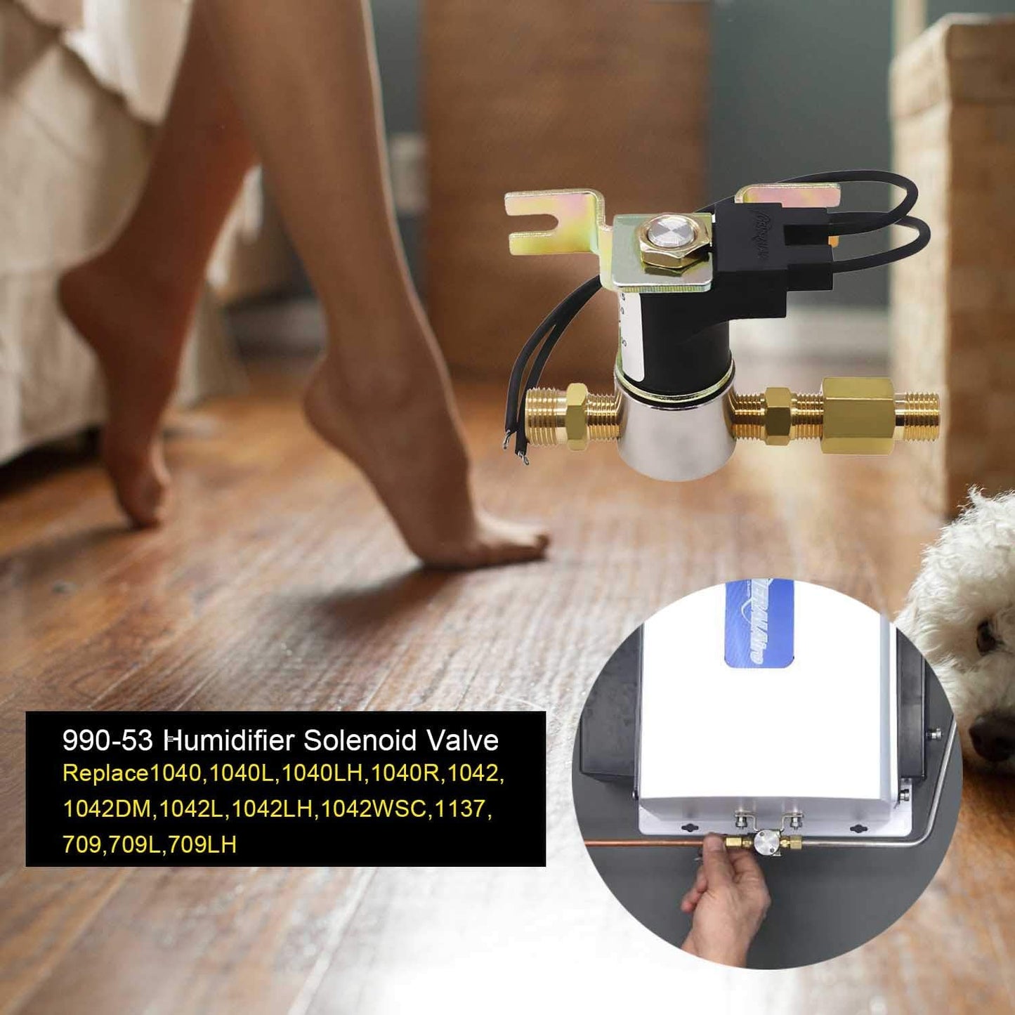 AMI PARTS 990-53 Universal 24V Humidifier Solenoid Valve Assembly for GeneralAire - Fits 1042, 1042L, 1042LH, 1137 - Replacement Water Valve