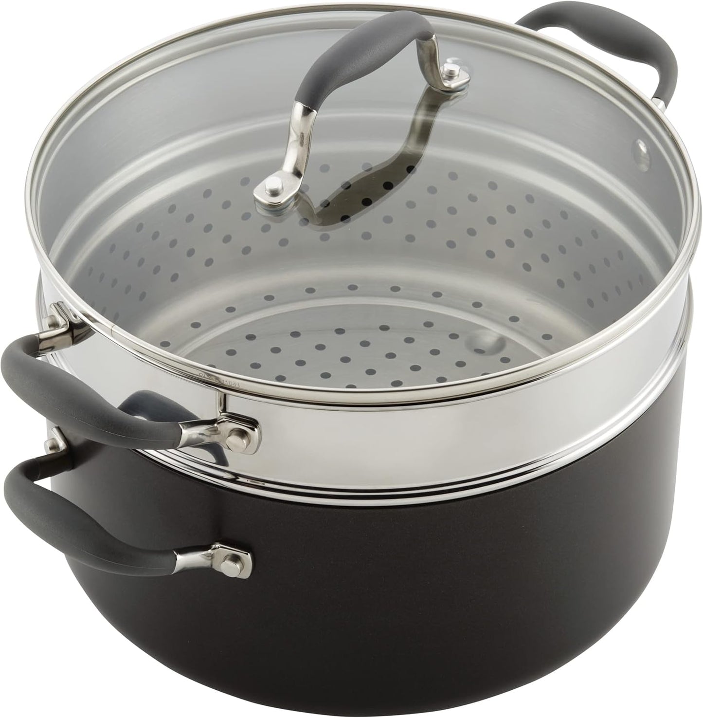 Anolon Advanced 8.5-Quart Hard-Anodized Dutch Oven Multi Steamer Set, Graphite - Versatile Cookware