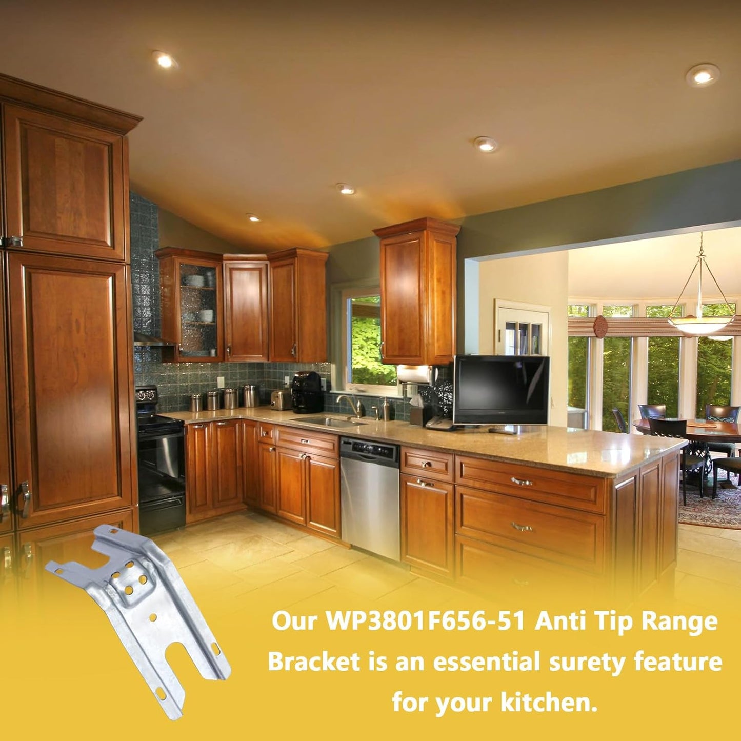 Anti Tip Bracket 3801F656-51 Compatible with Whirlpool, Kenmore, KitchenAid, Maytag Range - Replaces 12400045 65651 PS11741944 AP6008803 - Floor/Wall Mount - 1 Pack