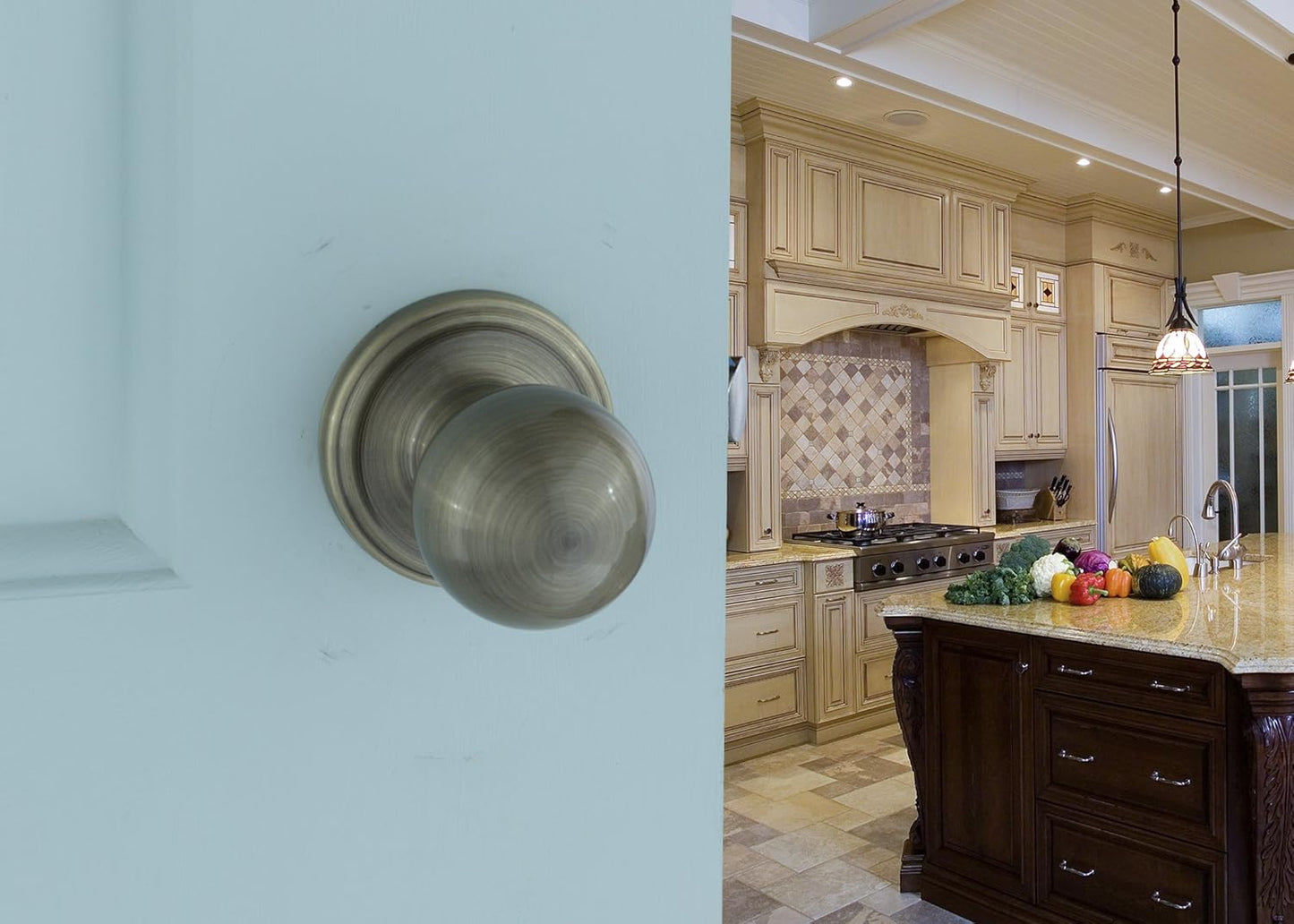 Antique Brass Copper Creek BK2020AB Ball Door Knob - Passage Function (1 Pack)