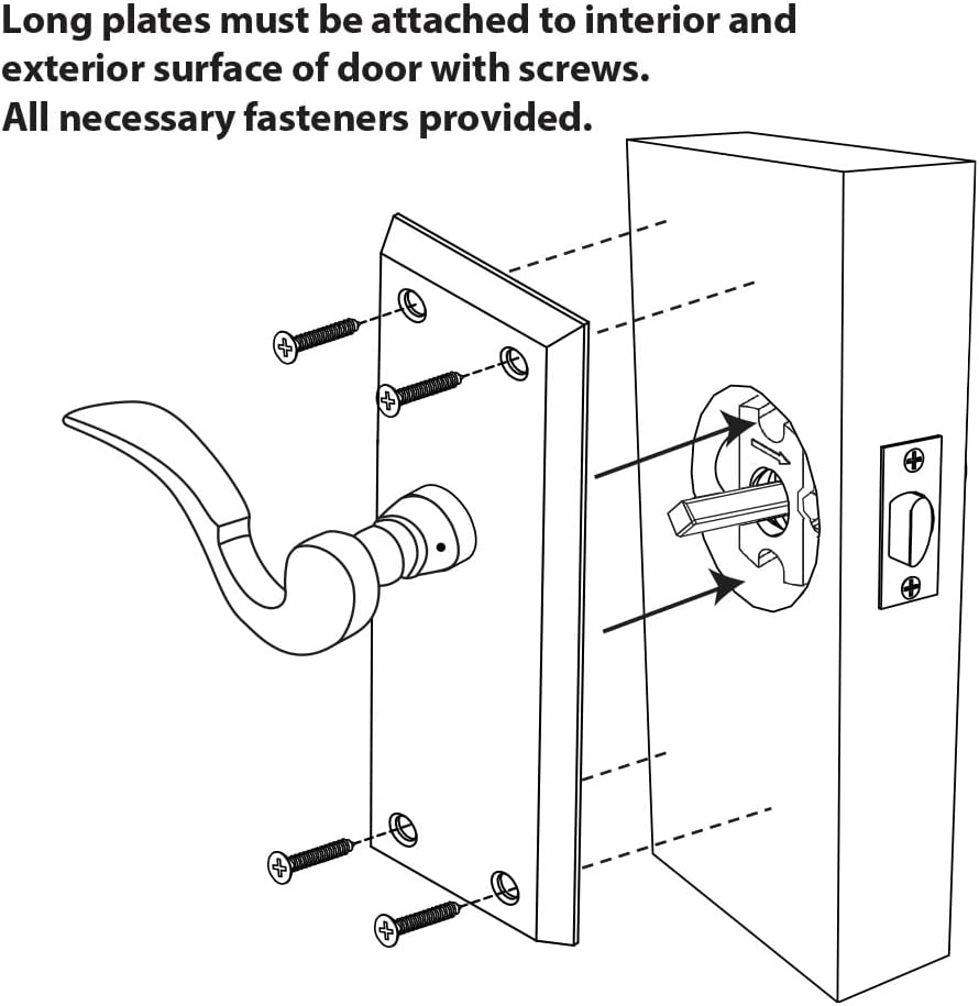 Antique Brass Passage Door Knob Set with Victorian Plate - 2.375" Size, New York Knob Style