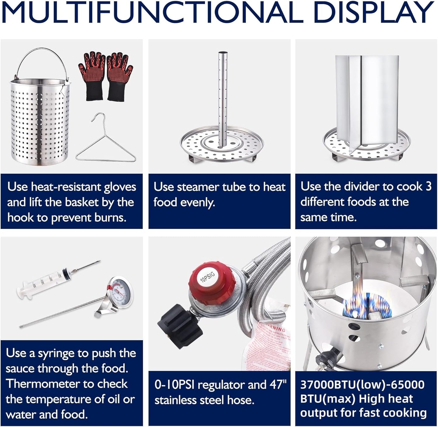 ARC 32QT Stainless Steel Turkey Fyrer Kit with Burner and Seafood Boil Pot - Ideal for Crawfish, Tamale, and Crab Boils