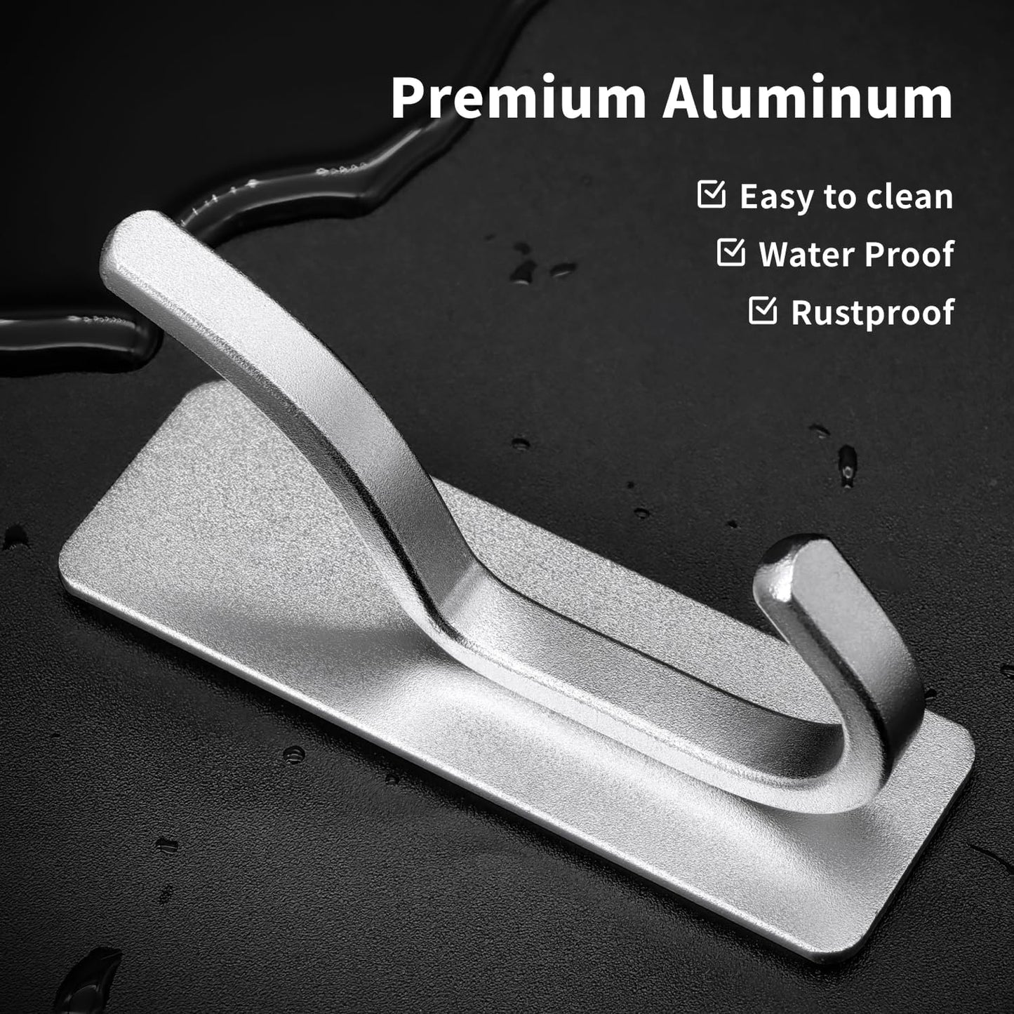 Arc Shaped Self Adhesive Wall Hooks - Ideal for Hanging Coats, Hats, Towels, and Robes in Bathroom, Bedroom, Living Room - Silver, 4 Pack