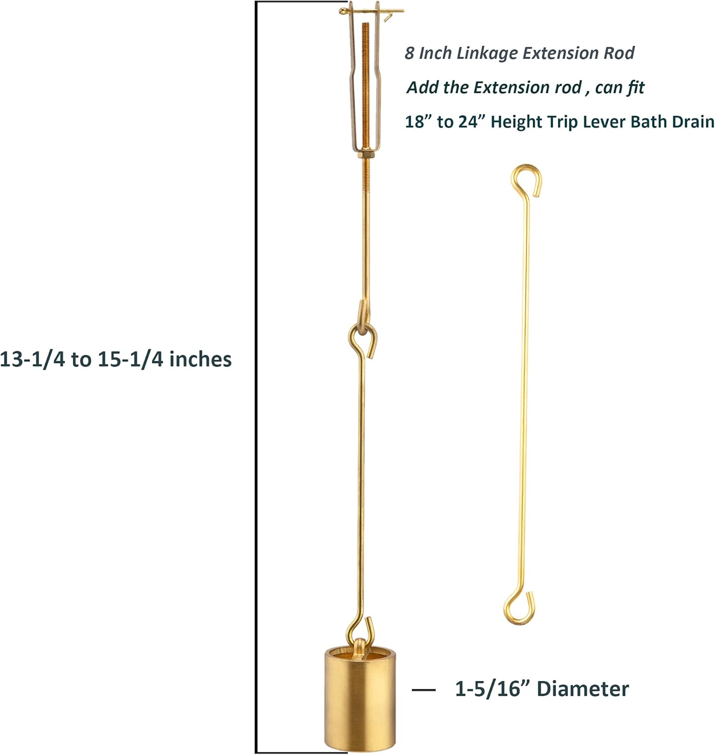 Artiwell Tub Drain Linkage Assembly with Trip Lever, Strainer Cove - Compatible with Bathtub Waste and Overflow Drain