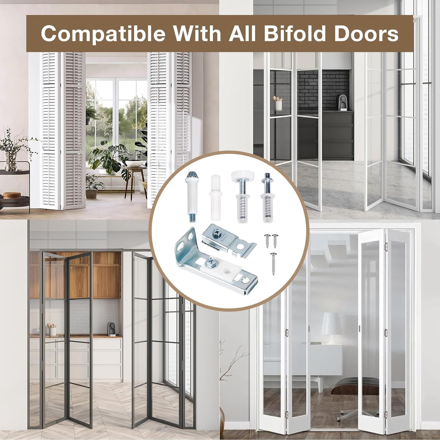 AWDIA Bifold Door Hardware Repair Kit for 7/8" to 1" Sliding Door Track - Complete Replacement Set for Bifold Closet Doors (2 Pack) - WildKart