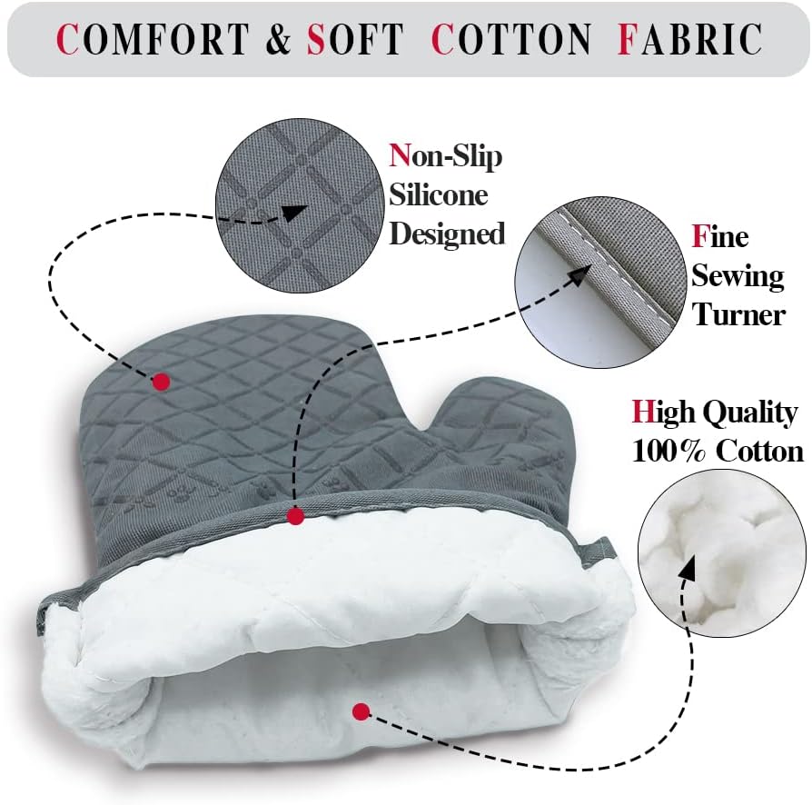 Baking Queen Oven Mitts and Pot Holders Set - Kitchen Gift for Women, Friend Birthday Gift - Ideal Gifts for Bakers Mom, Wife, Girlfriend, Grandma