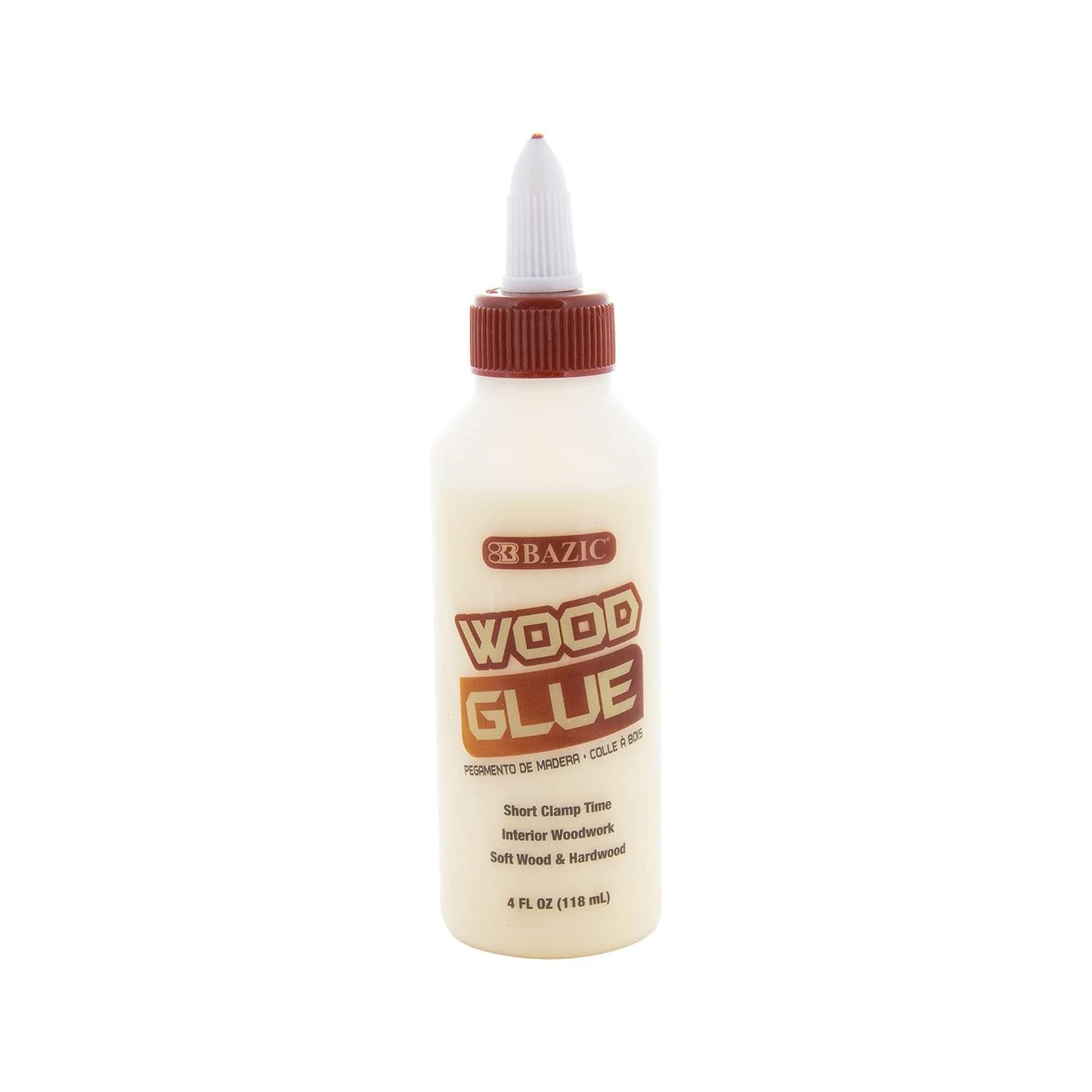 BAZIC Wood Glue 4 Oz. - Natural Color Super Strong Bond Adhesive for Home Improvement Woodwork - Softwood & Hardwood - 1-Pack