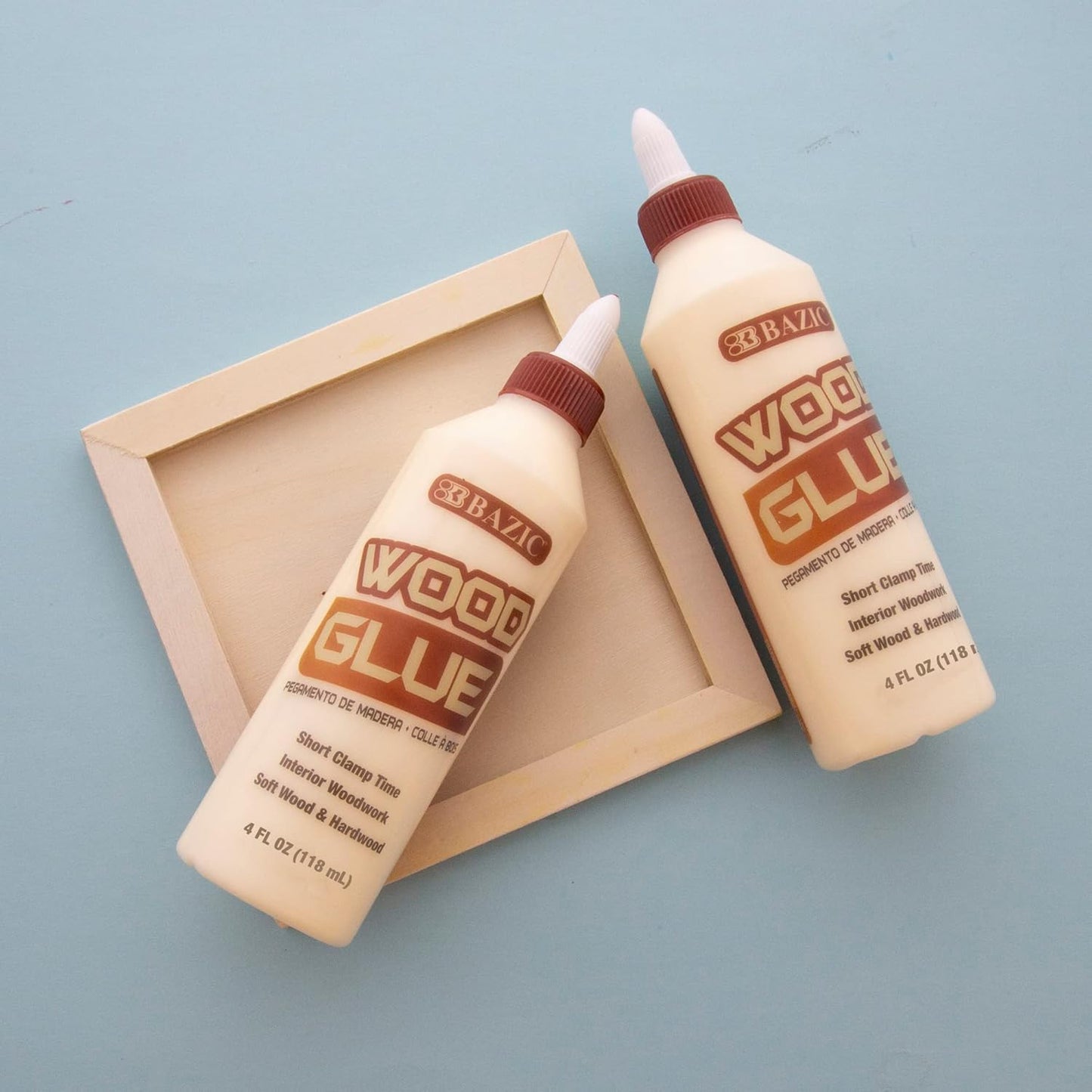 BAZIC Wood Glue 4 Oz. - Natural Color Super Strong Bond Adhesive for Home Improvement Woodwork - Softwood & Hardwood - 1-Pack