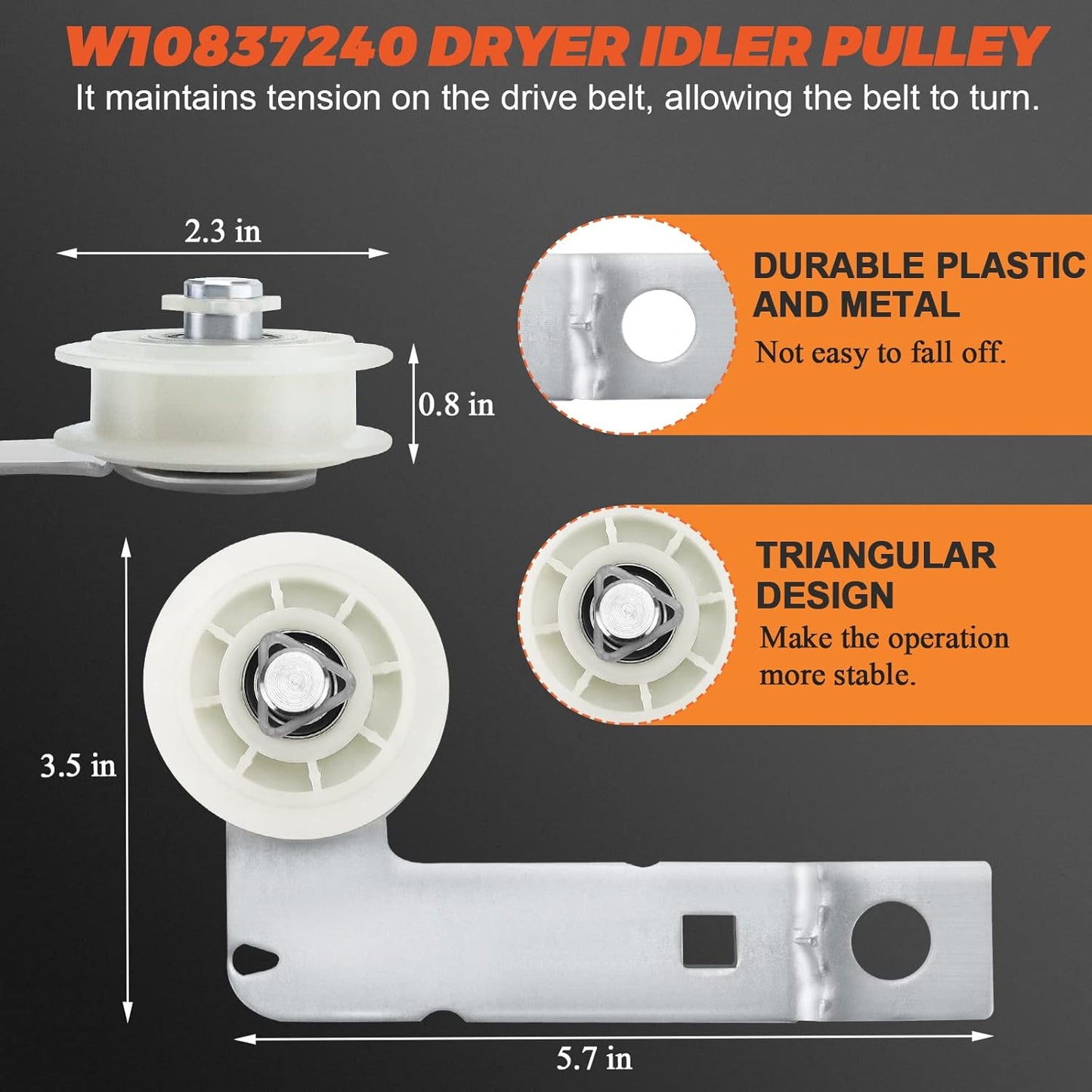 Beaquicy Dryer Maintenance Kit with Leveling Leg Foot and Idler Pulley - Compatible with AP4295805 and W10837240