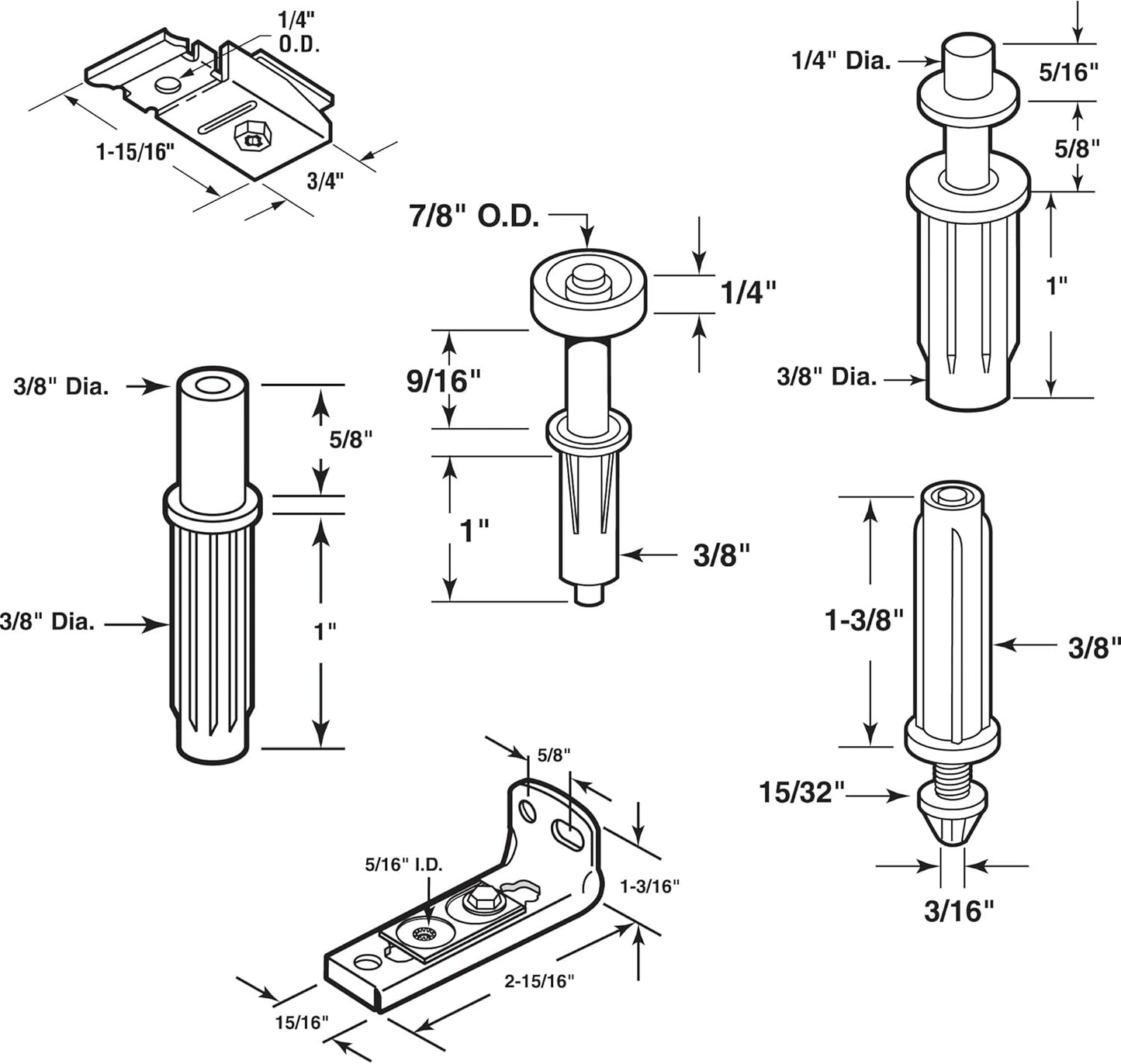 Bi-Fold Door Repair Kit with Brackets, Pivots, and Guide Wheel - For 1" to 1-3/8" Thick Doors Up To 50 Lbs - Zinc - Prime-Line N 7534 - WildKart