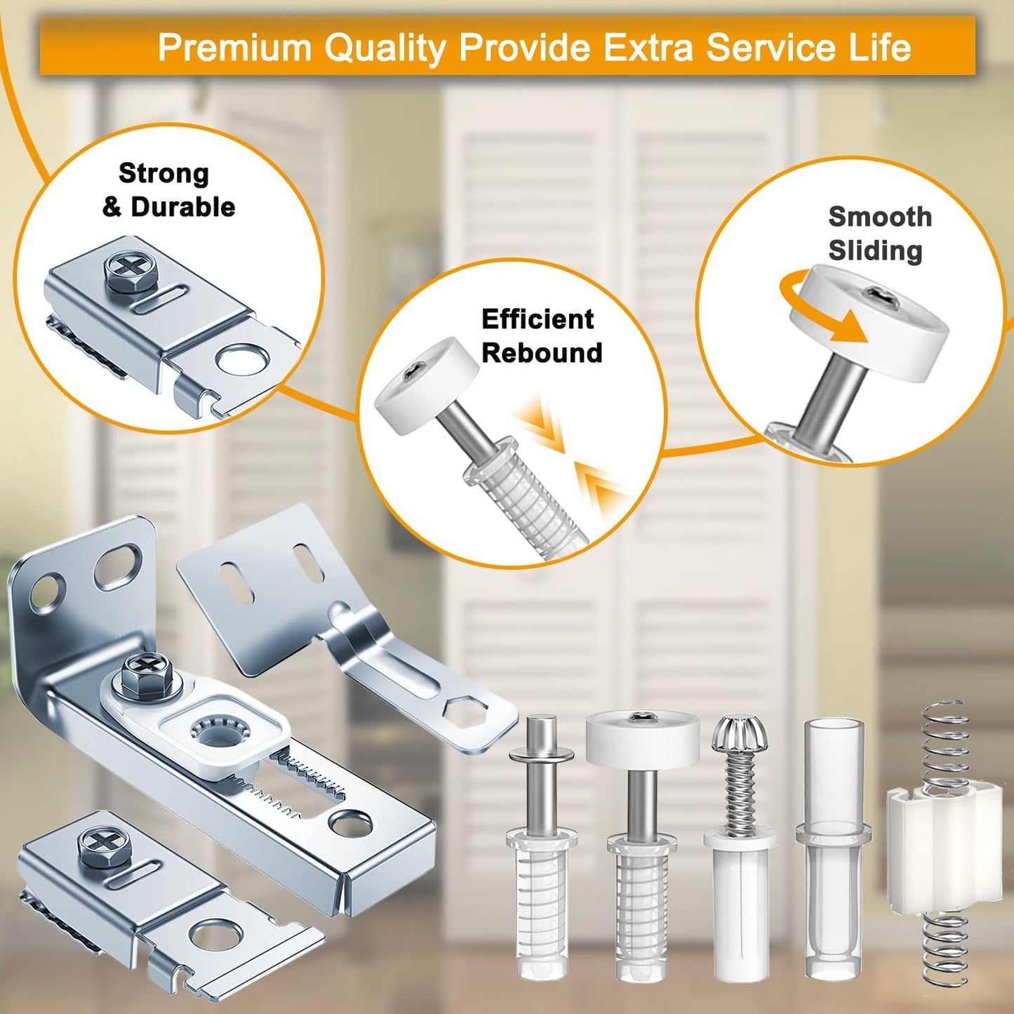 Bifold Door Hardware Kit for 7/8" to 1" Track - Installation and Repair Parts (2 Sets)