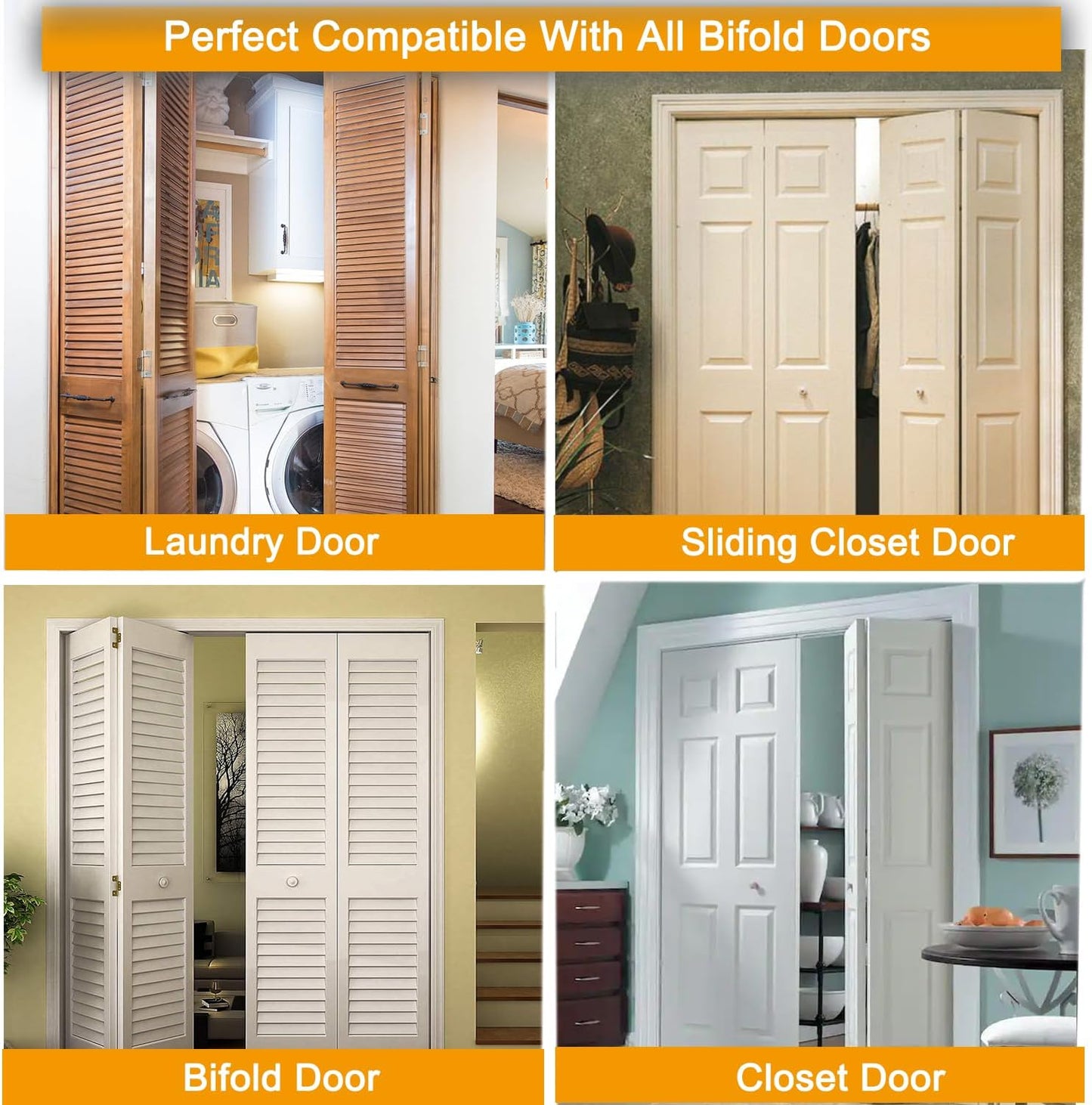 Bifold Door Hardware Kit for 7/8" to 1" Track - Installation and Repair Parts (2 Sets)