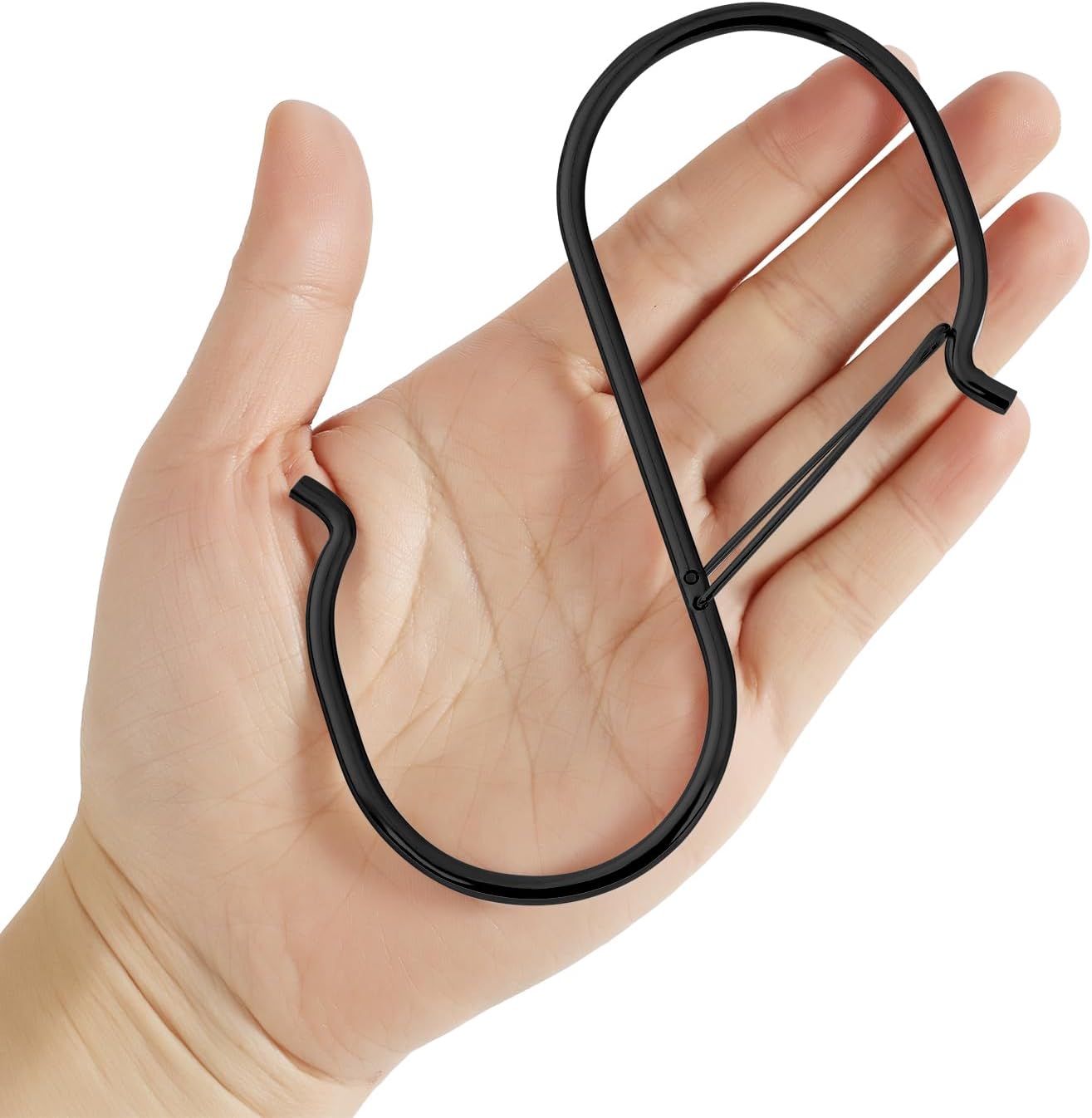 Black Heavy Duty Large S Hooks Set - 4.96 inch, Ideal for Hanging Plants, Carabiners, Kitchen Cabinet Handles - Fits Rods Under 1.2 inch Diameter (16 Pack)