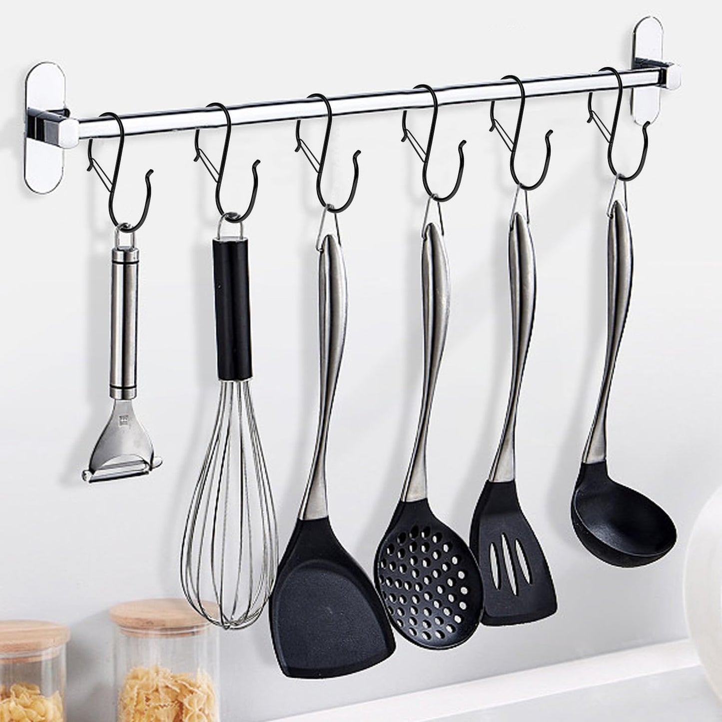 Black Heavy Duty Large S Hooks Set - 4.96 inch, Ideal for Hanging Plants, Carabiners, Kitchen Cabinet Handles - Fits Rods Under 1.2 inch Diameter (16 Pack)