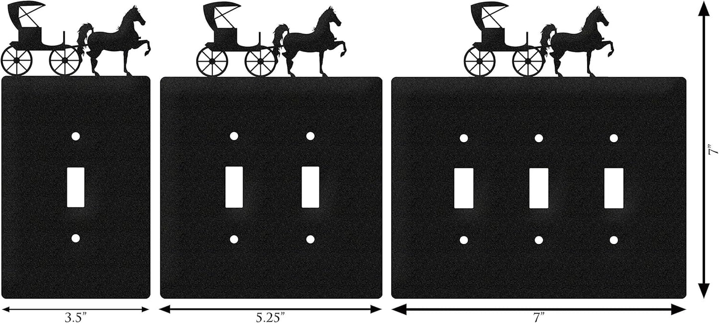 Black Horse and Buggy Double Rocker Wall Plate Cover by SWEN Products