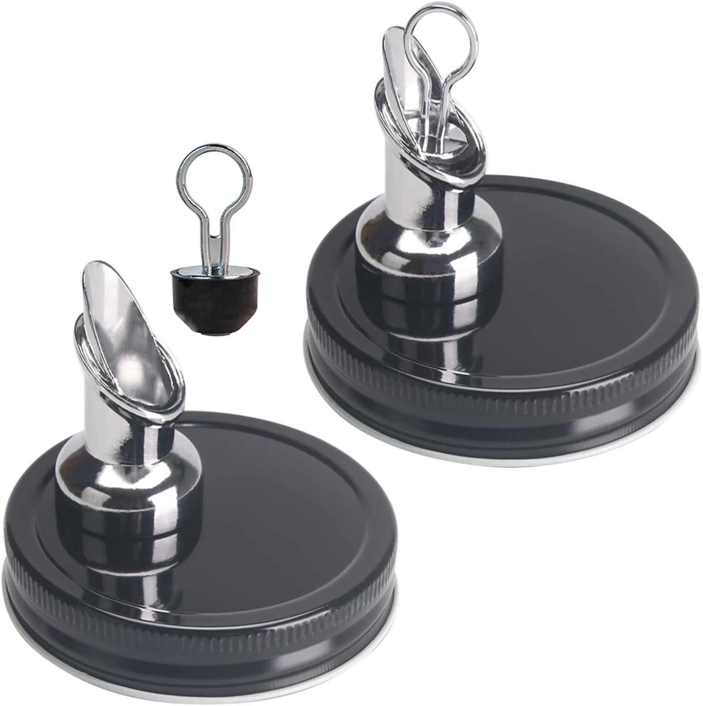 Black Mason Jar Pour Spouts - Set of 2, Wide Mouth 86mm Dispenser Covers for Free Flowing Liquids. Ideal for Germination Covers, Fits Any Mason Jar.