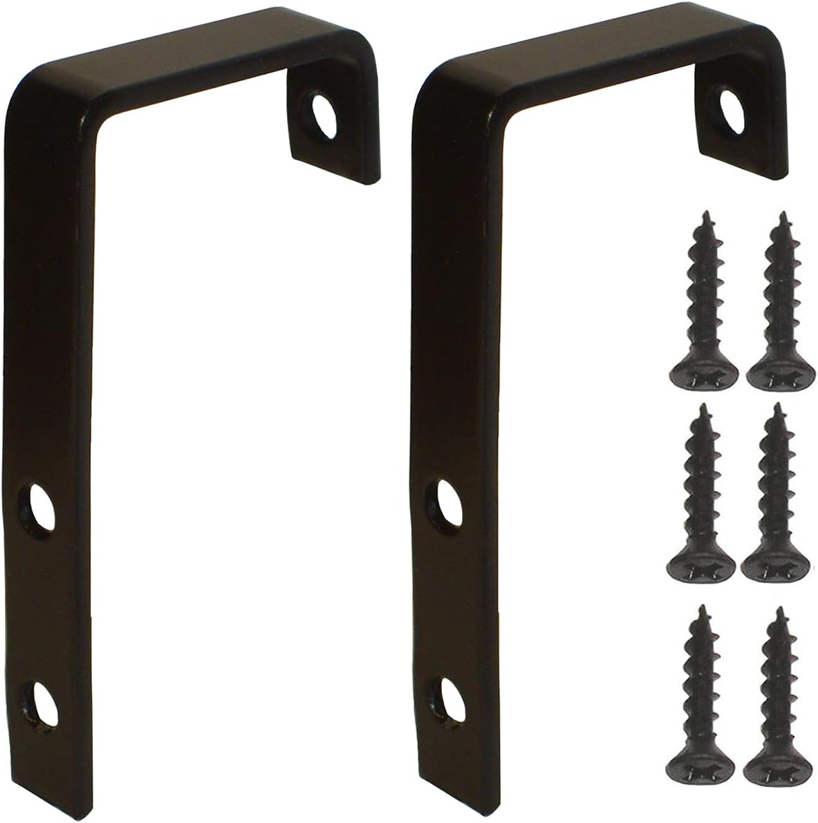 Black Powder Coated Steel Bunk Bed Ladder Hooks - 1-1/4" x 1/2" x 3-5/8" - 11 ga. Steel - Set of 2