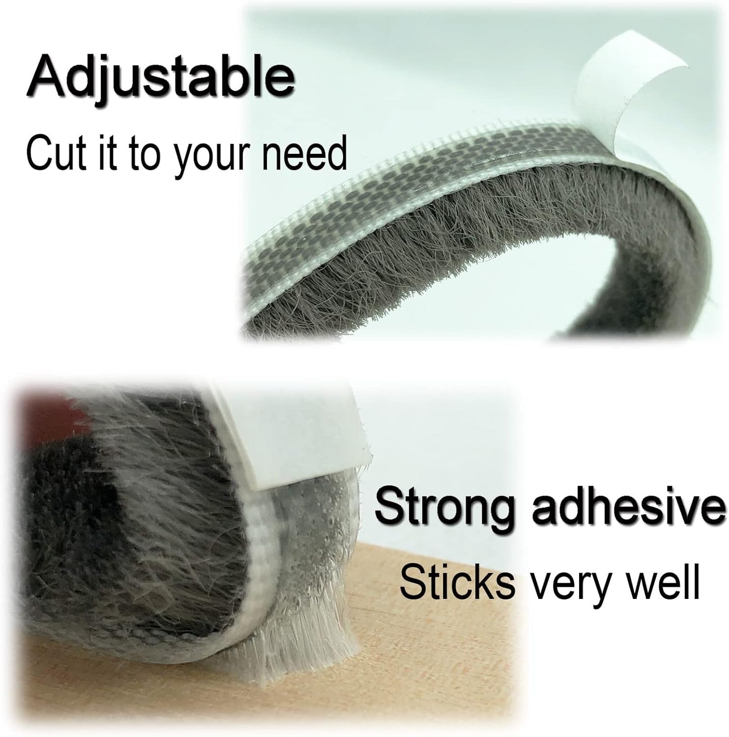 Black Self Adhesive Door Seal Brush Weather Stripping for Sliding Windows - 16.5ft x 11/32 x 3/16 Inch, Pile Weatherstrip Draft Stopper