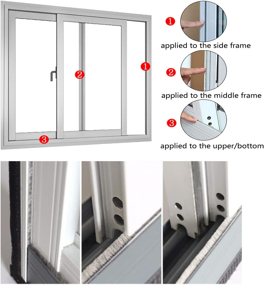 Black Self Adhesive Door Seal Brush Weather Stripping for Sliding Windows - 16.5ft x 11/32 x 3/16 Inch, Pile Weatherstrip Draft Stopper