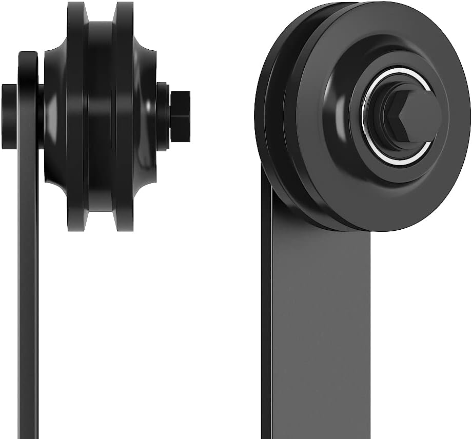 Black Sliding Barn Door Hardware Roller Set with LK-I Shape Hanger by skysen