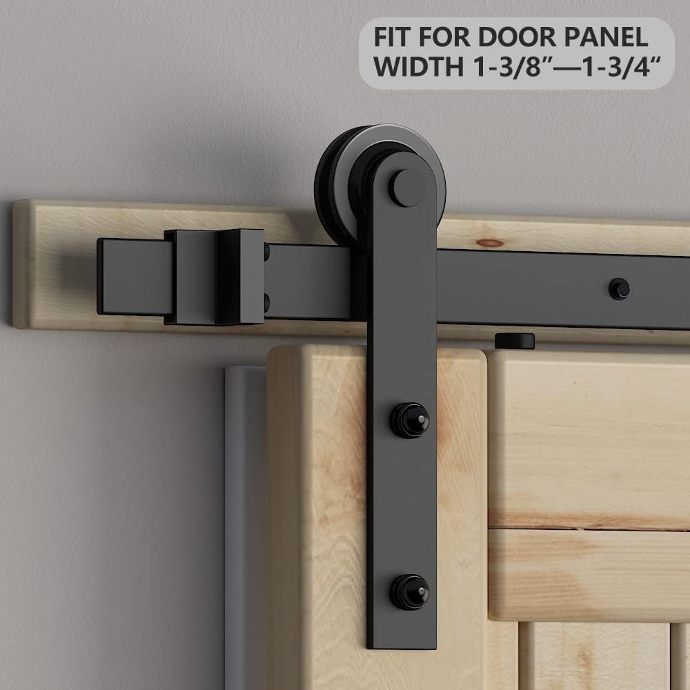 Black Sliding Barn Door Hardware Roller Set with LK-I Shape Hanger by skysen