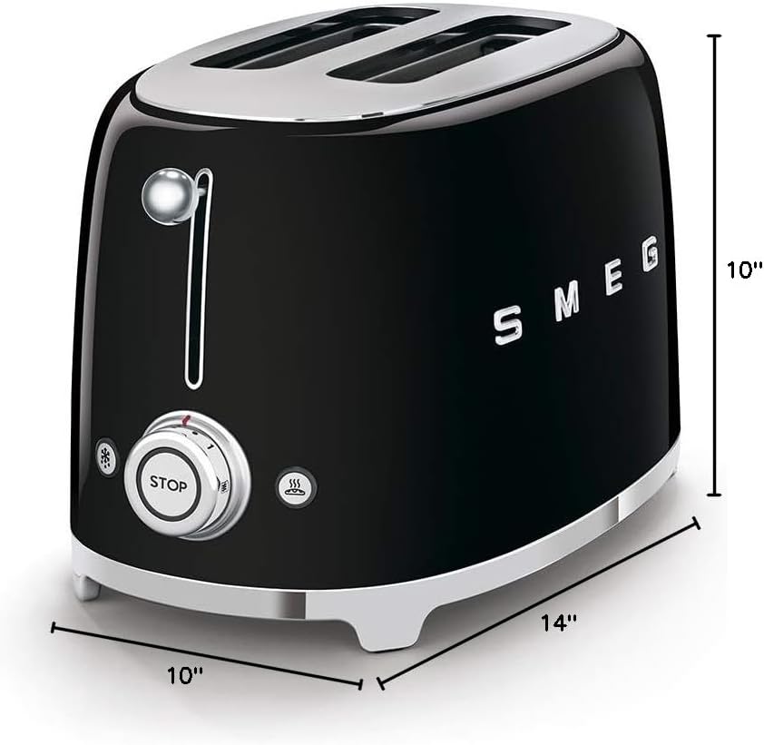 Black Smeg 2-Slice Toaster - Stylish and Efficient Kitchen Appliance