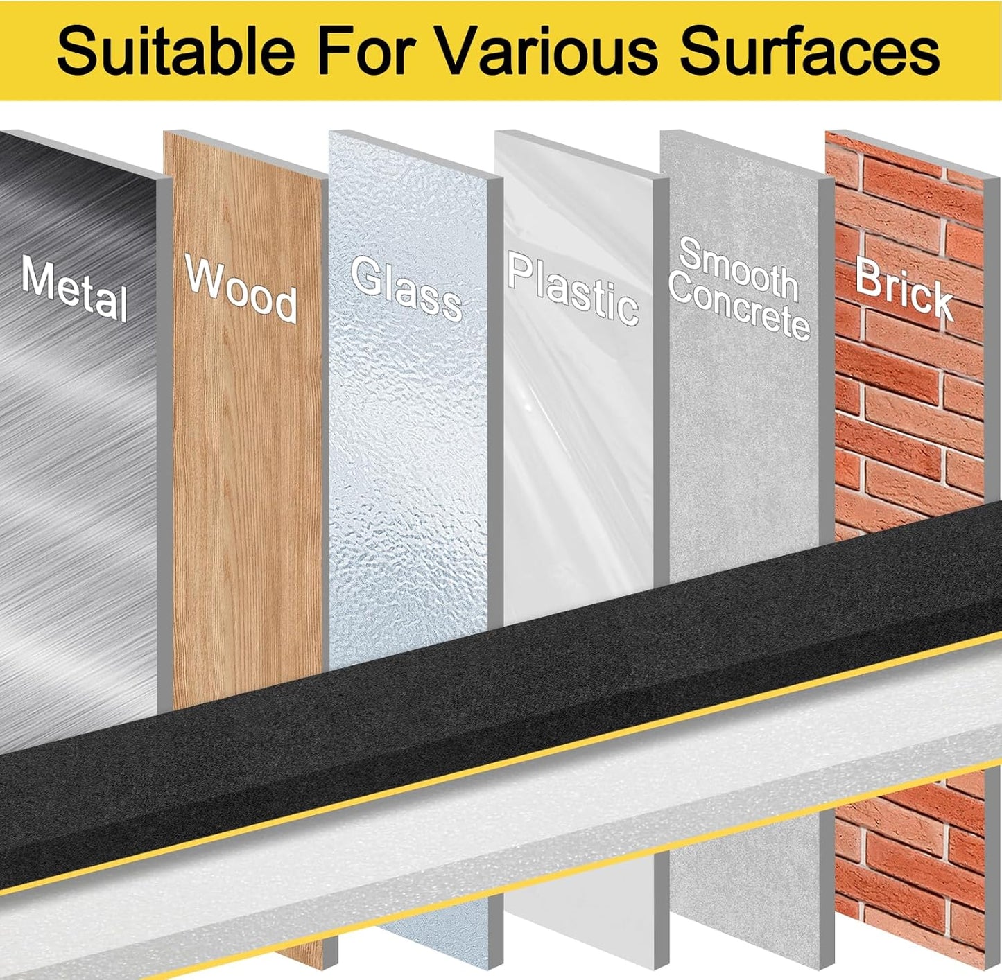 Black Weather Stripping Door Seal Strip - Foam Tape Insulation for Sliding Door & Windows - 1" x 1/2" x 32.8Ft - EGOFIX