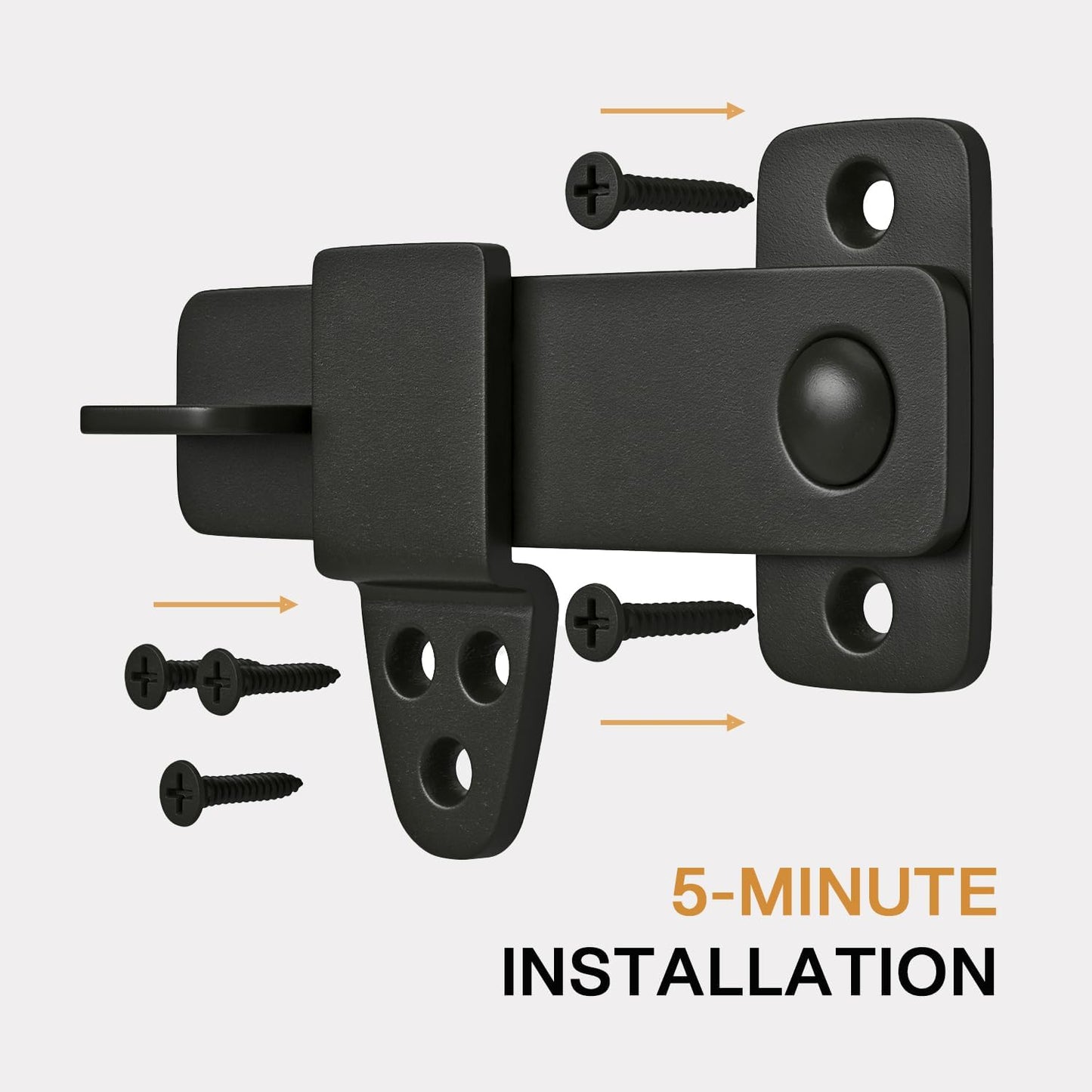 Black Wrought Iron Barn Door Latch Kit for Double Doors, Garden Gate, Cabinet - Rustic Sliding Barn Door Lock and Catch with Flip Latch - Nordstrand Shed Door Hardware