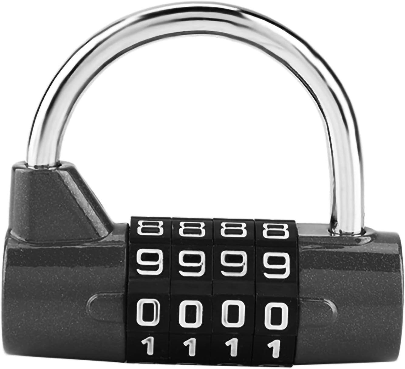 Black Zinc Alloy 4-Dial Combination Padlock for Travel Suitcase Gym Locker Security