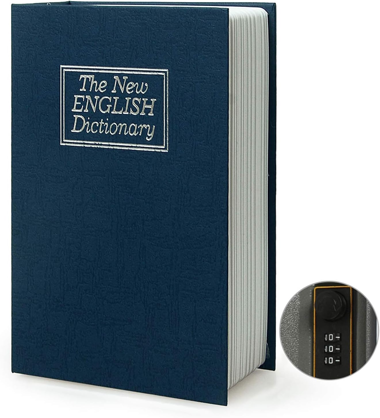 Blue Dictionary Book Safe with Combination Lock - Secret Hidden Storage Box (9.5"×6"×2.2") - PACOLO Diversion Safe Can
