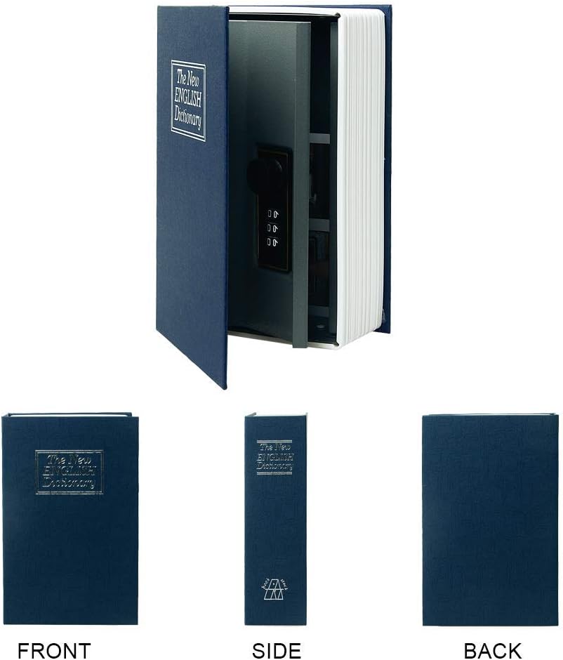 Blue Dictionary Book Safe with Combination Lock - Secret Hidden Storage Box (9.5"×6"×2.2") - PACOLO Diversion Safe Can