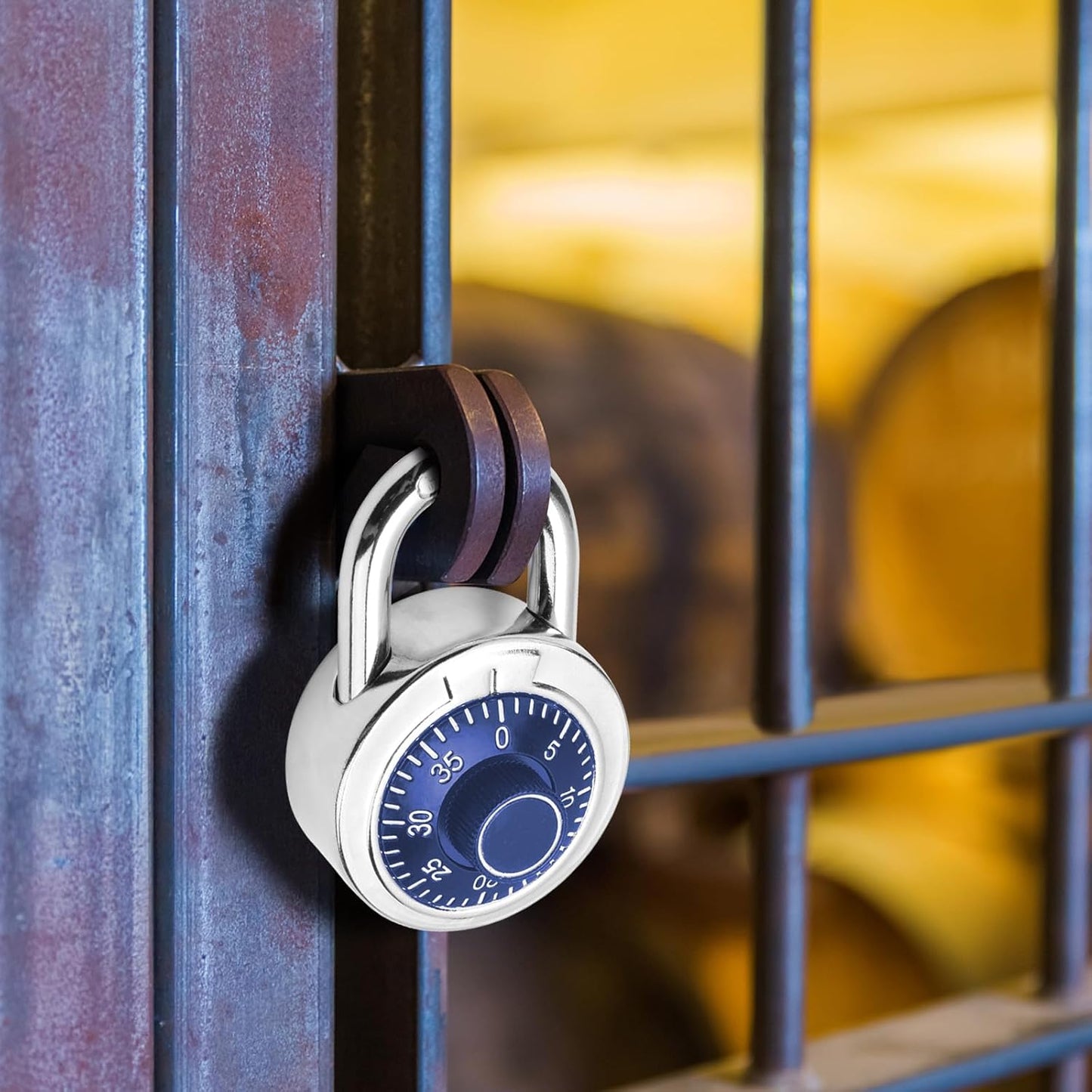 Blue PINZAN Combination Padlock for Gym and School Lockers - Mini Turntable Lock (1 Pack) - WildKart