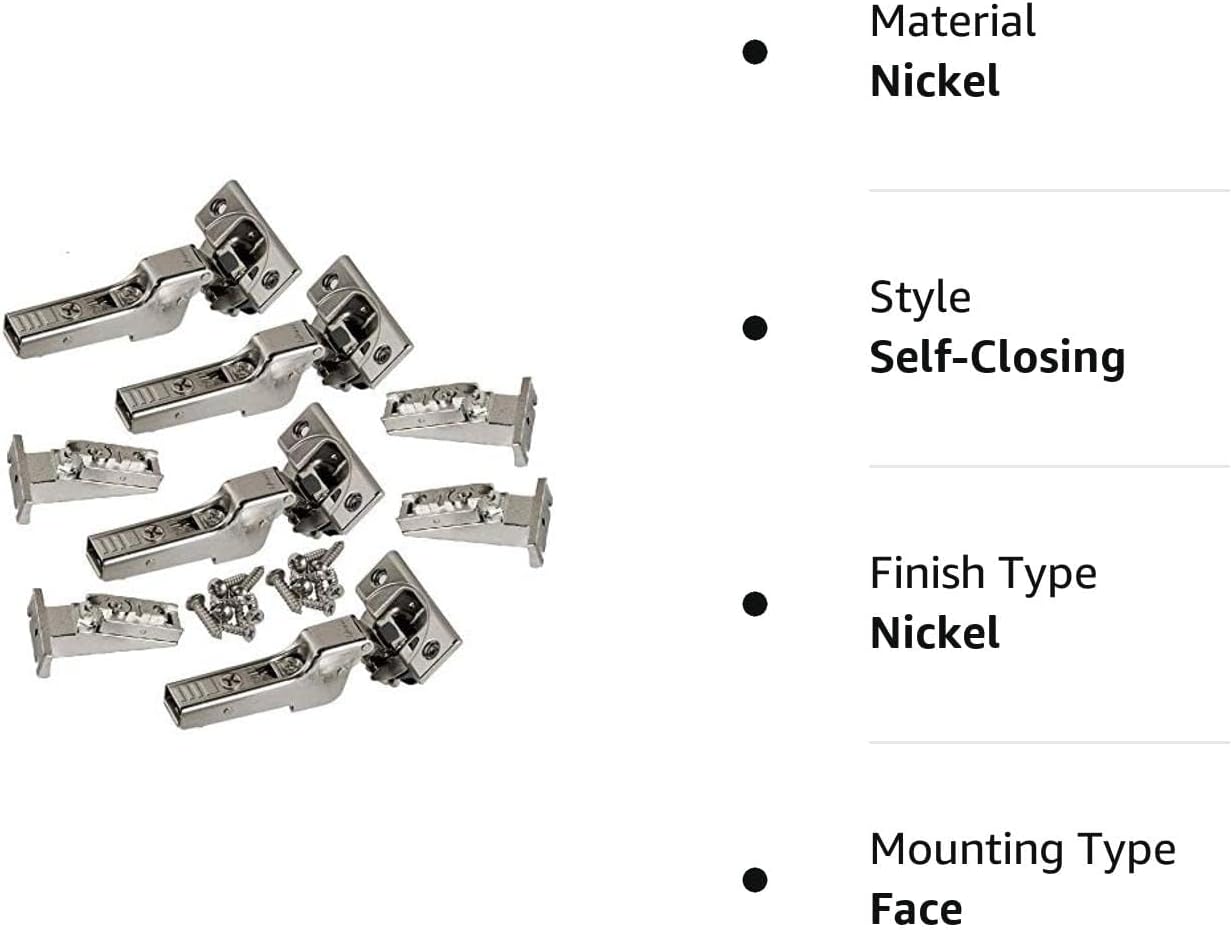 Blum CLIP top BLUMOTION Soft-Close Hinges, 110°, Self-Closing, Face Frame, Inset Mounting Plates - 4 Pack