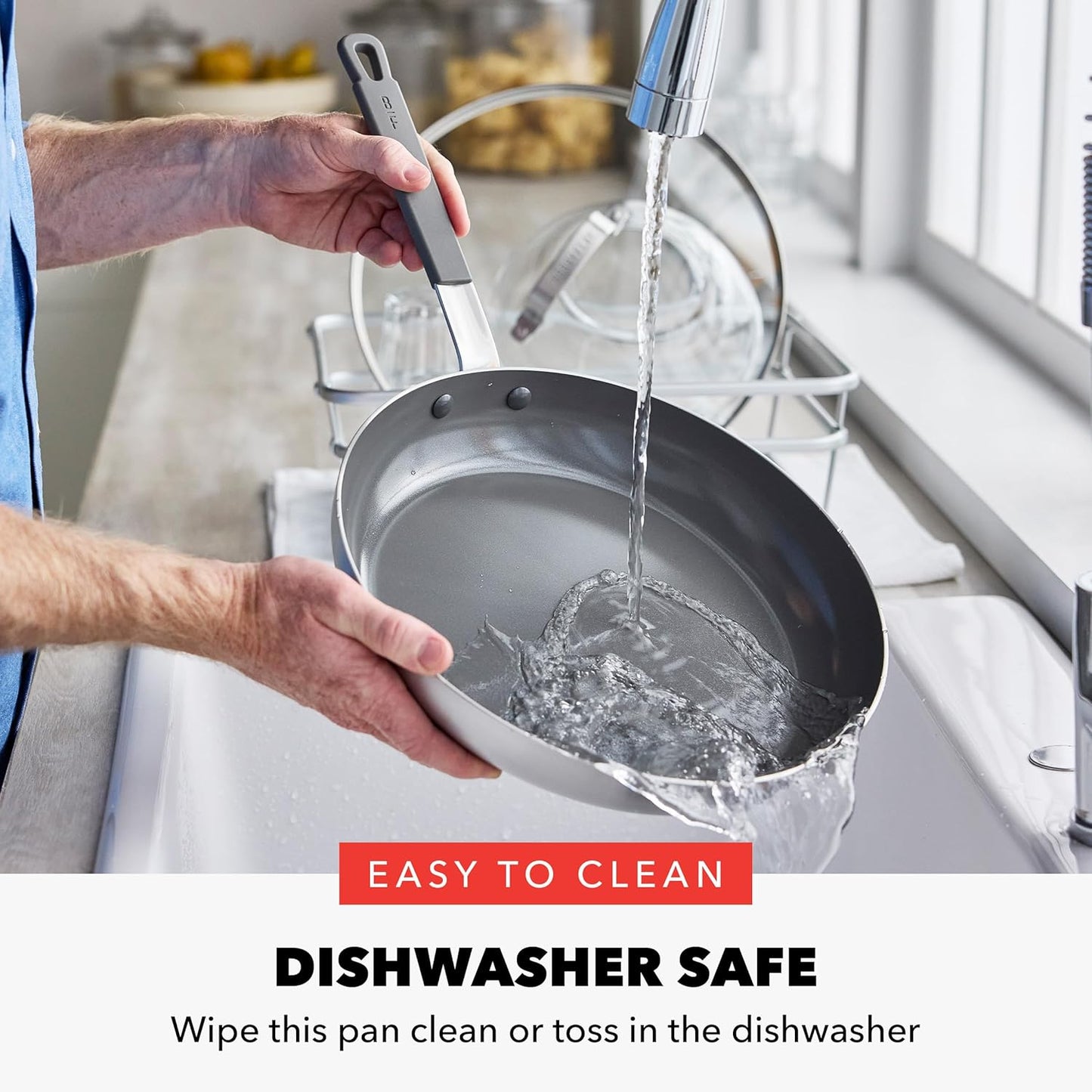 Bobby Flay GreenPan 12” Frying Pan Skillet with Glass Lid - Stainless Steel, Nonstick, Induction Safe