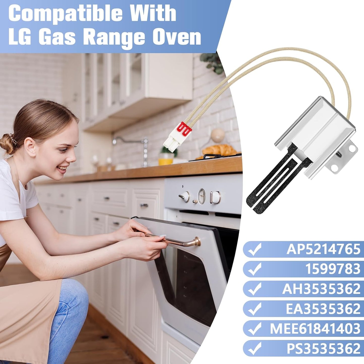 BOGDA Gas Range Oven Igniter Upgrade for L-G Ovens - Replaces MEE61841401 MEE63084901 - Fits LRG LSS LDG LSG LTG Models