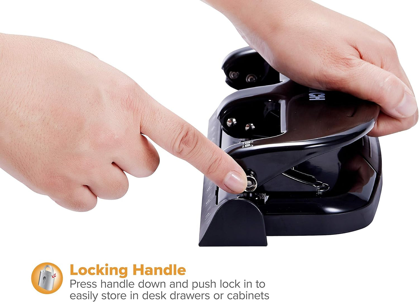 Bostitch Office EZ Squeeze 3-Hole Punch, 20 Sheet Capacity, Silver/Black