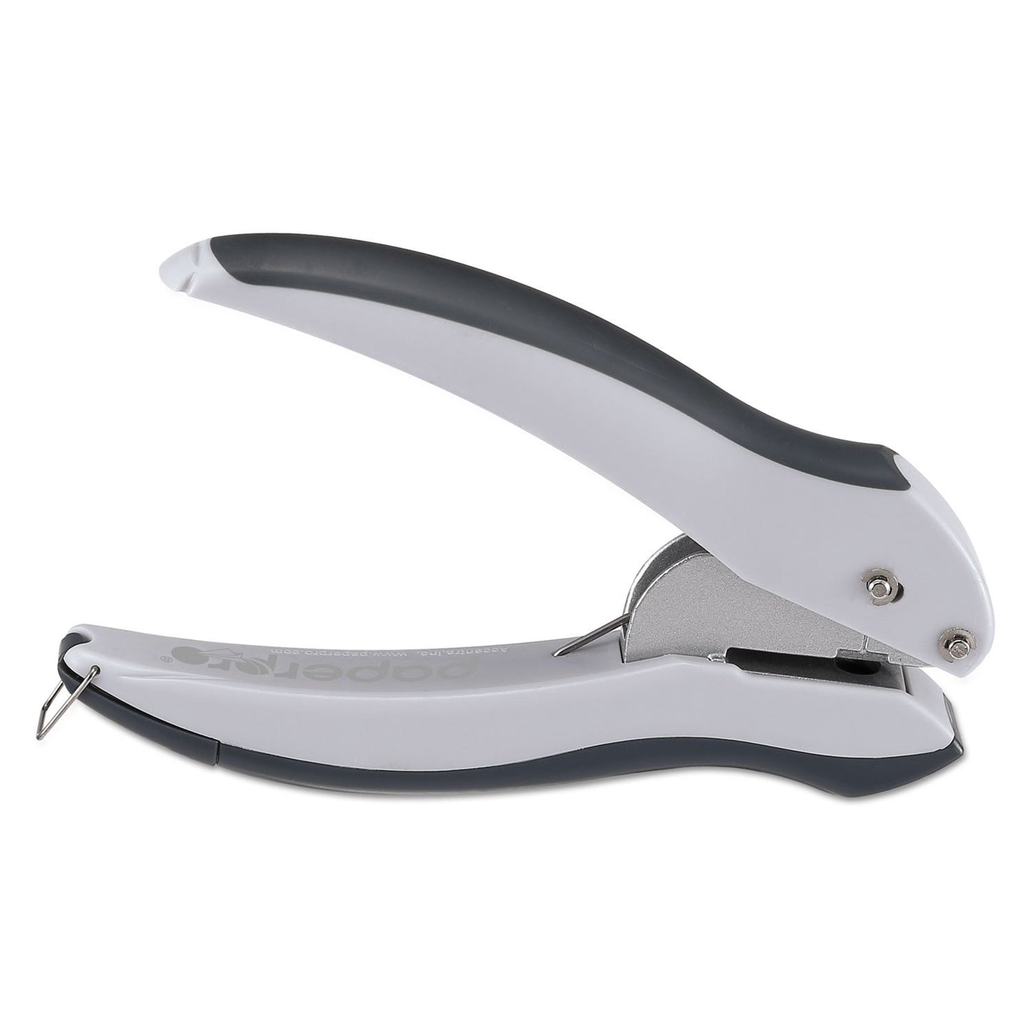 Bostitch Office EZ Squeeze One-Hole Punch, Gray/Blue - 10 Sheet Capacity, Lightweight