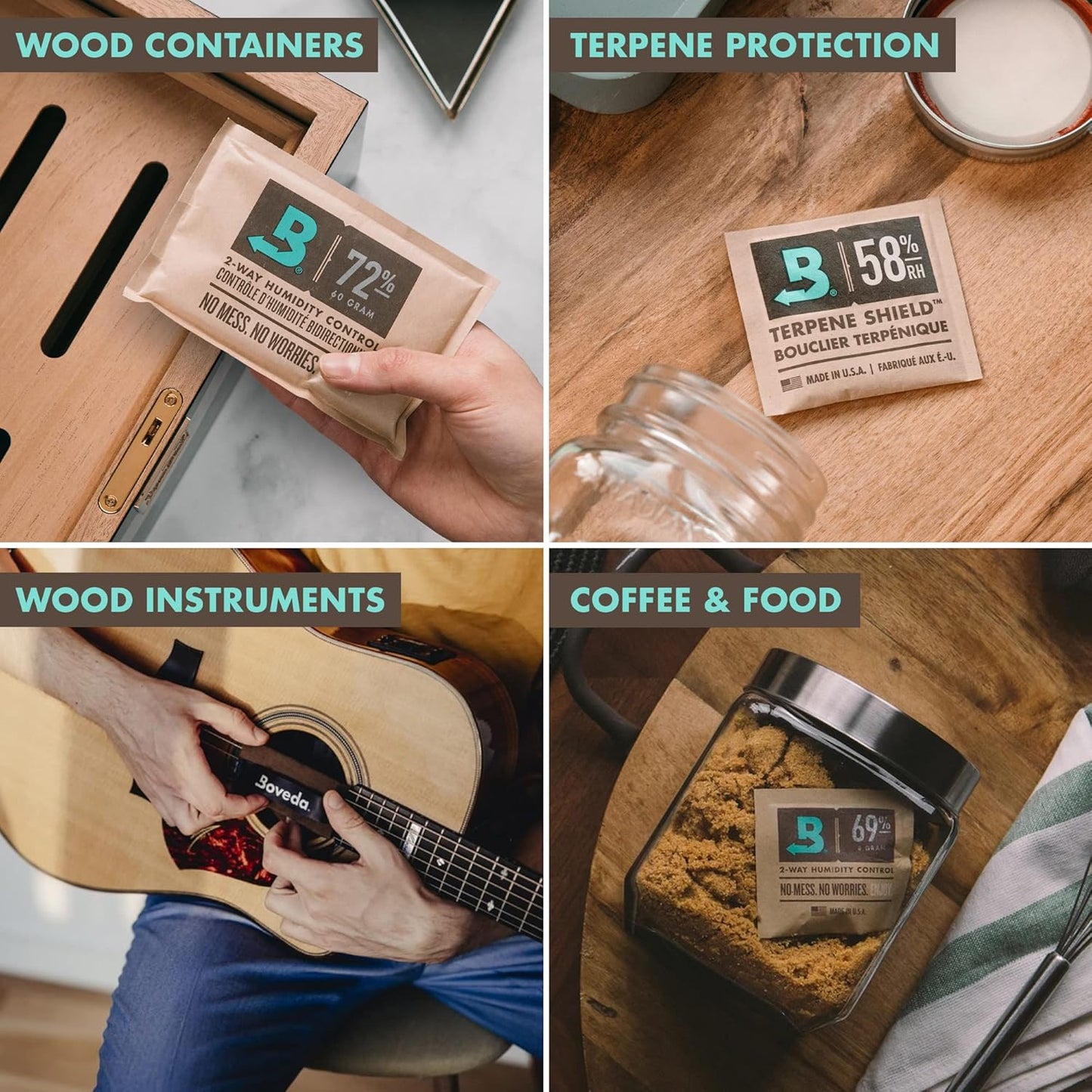 Boveda 65% Humidity Control Packs for Small Travel Boxes - Pack of 10 - Size 8 - Moisture Absorbers - Hydration Packets