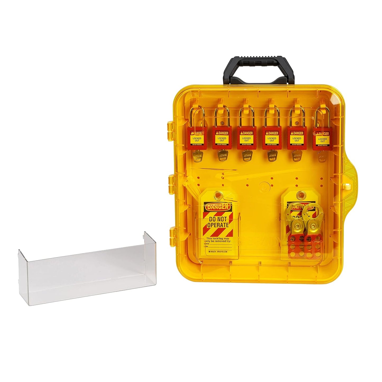 BRADY Lockout Tagout Station with 6 Keyed Different Safety Locks, 2 Hasps, and 10 Do Not Operate Tags - 153681