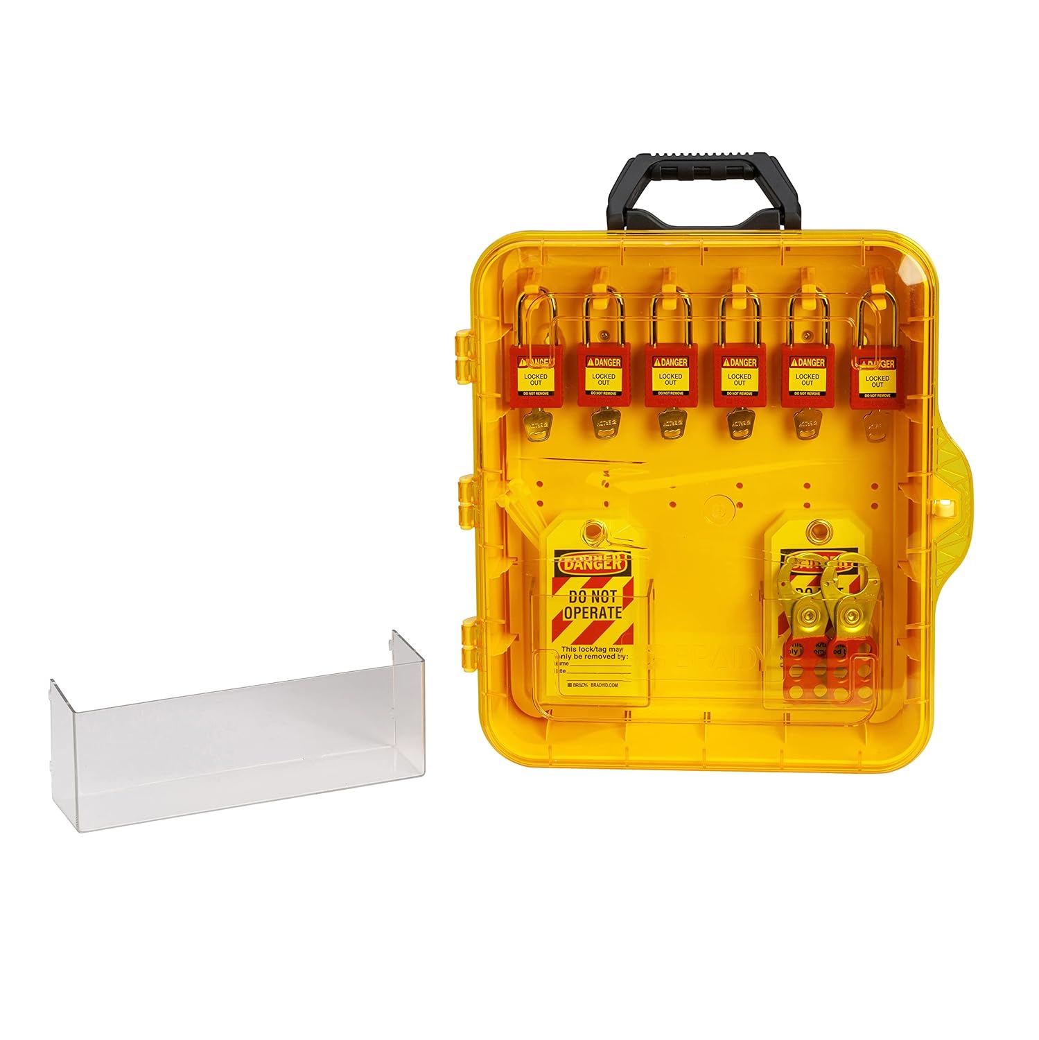 BRADY Lockout Tagout Station with 6 Keyed Different Safety Locks, 2 Hasps, and 10 Do Not Operate Tags - 153681
