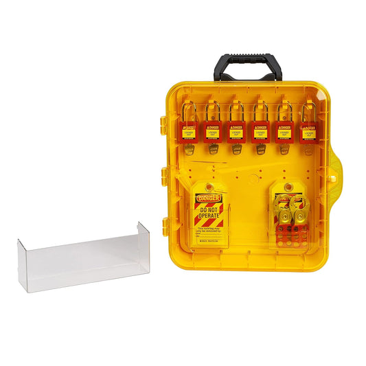 BRADY Lockout Tagout Station with 6 Keyed Different Safety Locks, 2 Hasps, and 10 Do Not Operate Tags - 153681