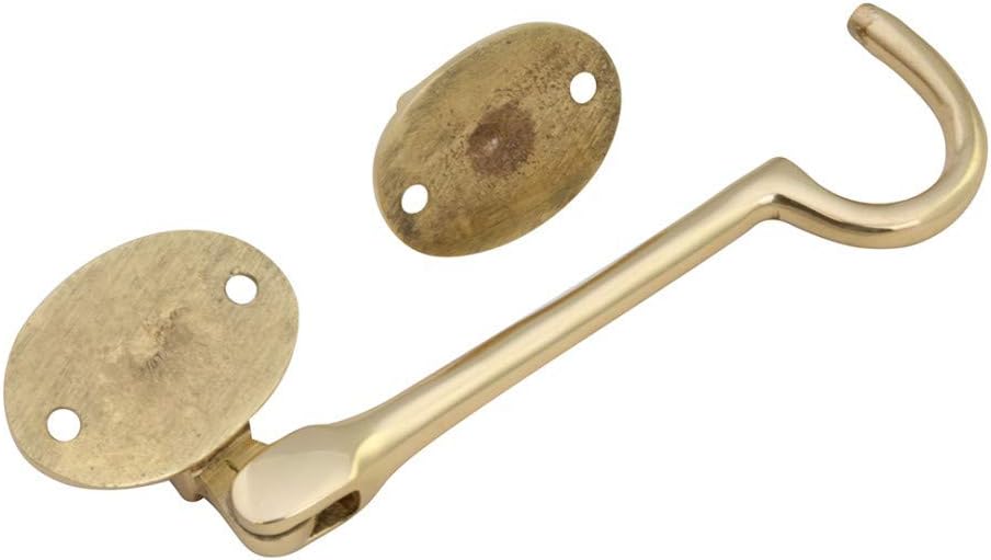 Brass Swivel Style Storage Hook and Eye Door Latch by Renovators Supply - Easy Install, Durable, Versatile - 4 Inch
