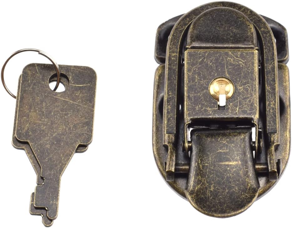 Bronze Antique Lock Latch Hasps with Keys and Screws for Wooden Box - 2 PCS