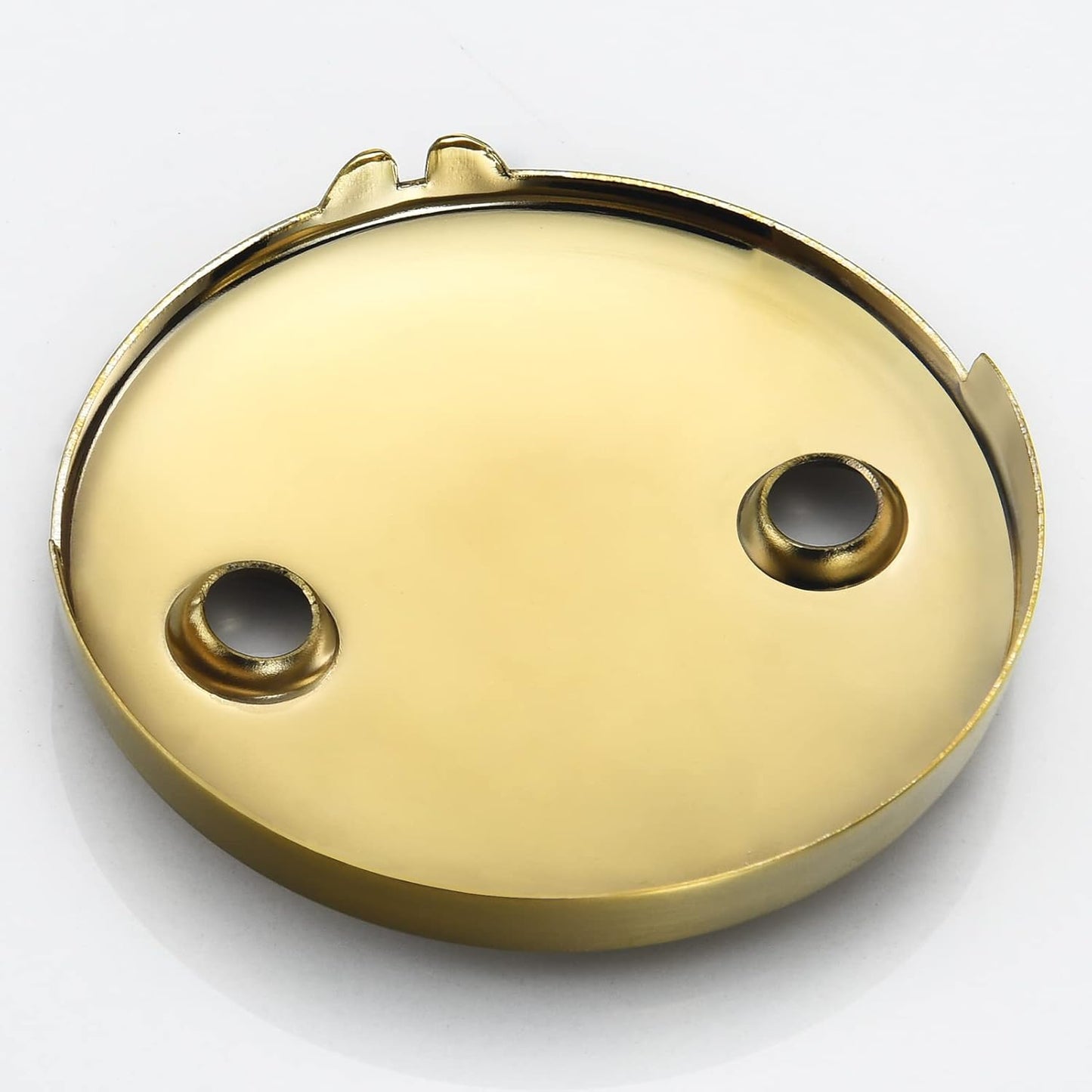 Brushed Brass 2 Hole Bathtub Overflow Plate, 3-3/16 Inches Diameter - LOWCUS