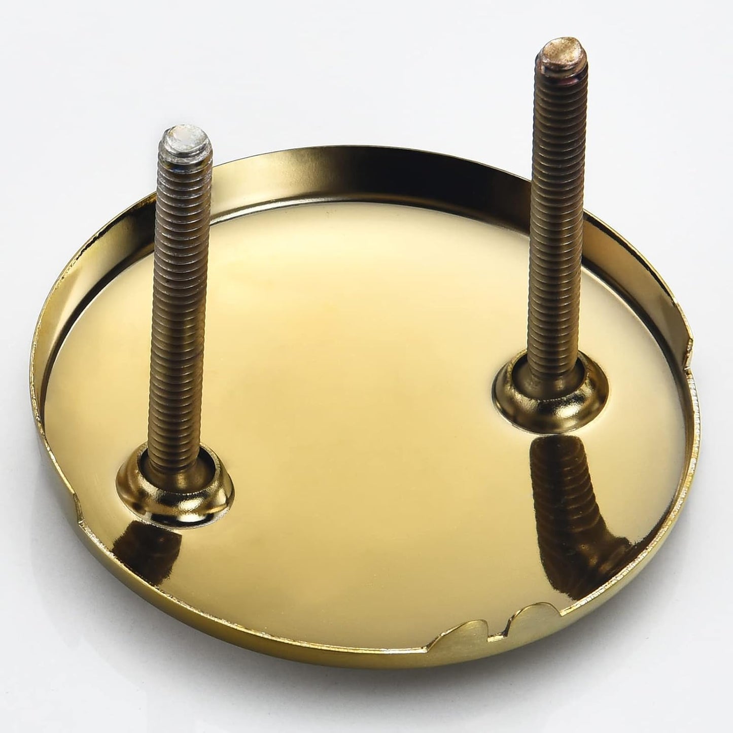 Brushed Brass 2 Hole Bathtub Overflow Plate, 3-3/16 Inches Diameter - LOWCUS