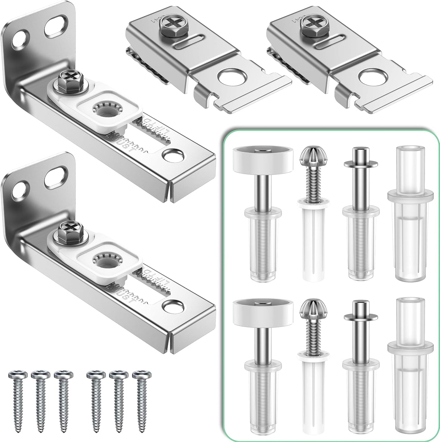 BUDONI Bi-fold Sliding Closet Door Hardware Repair Kit - 2 Pack Set for 7/8" to 1" Track, Includes Top Bottom Pivots Bracket and Guide Wheel - Folding Pocket Door Replacement Parts