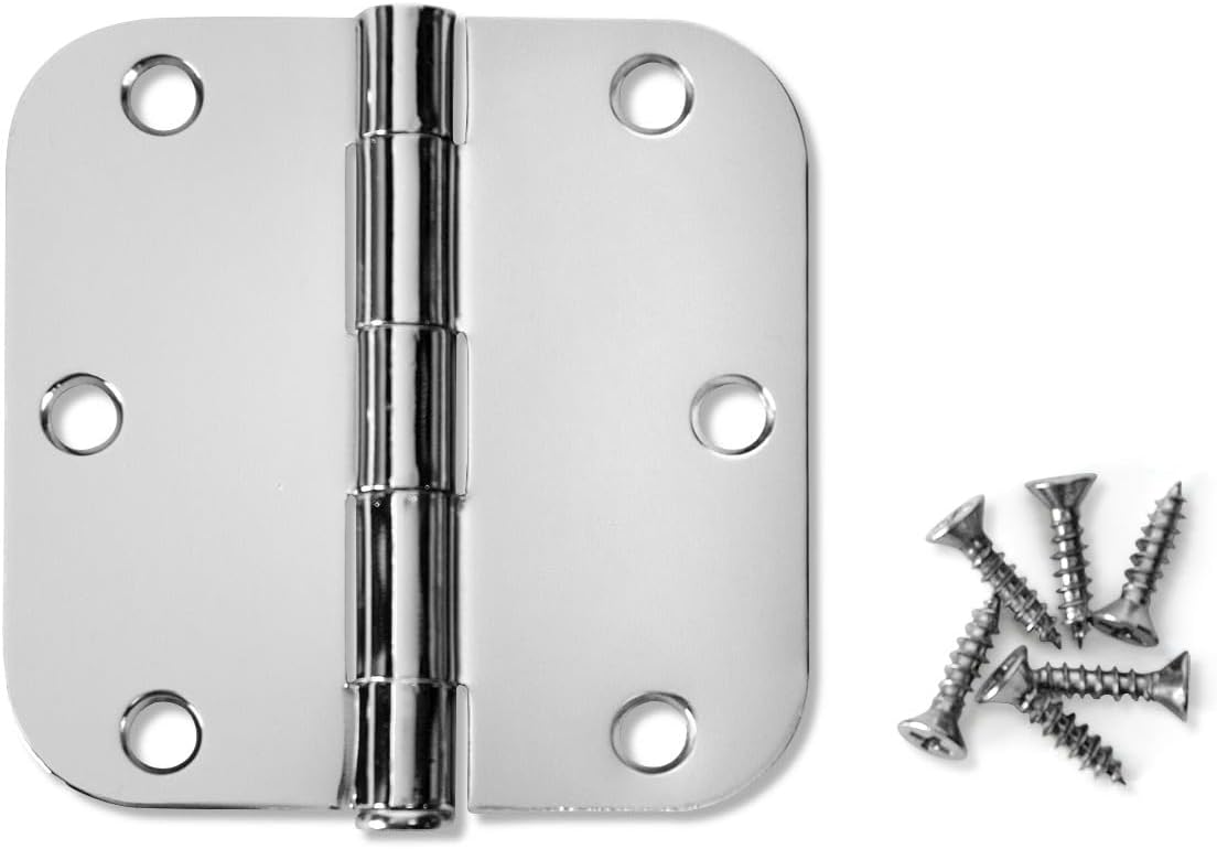 Bulk Pack of 12 Cosmas Polished Chrome Door Hinges with 3.5" x 3.5" Dimensions and 5/8" Radius Corners - Model 24091