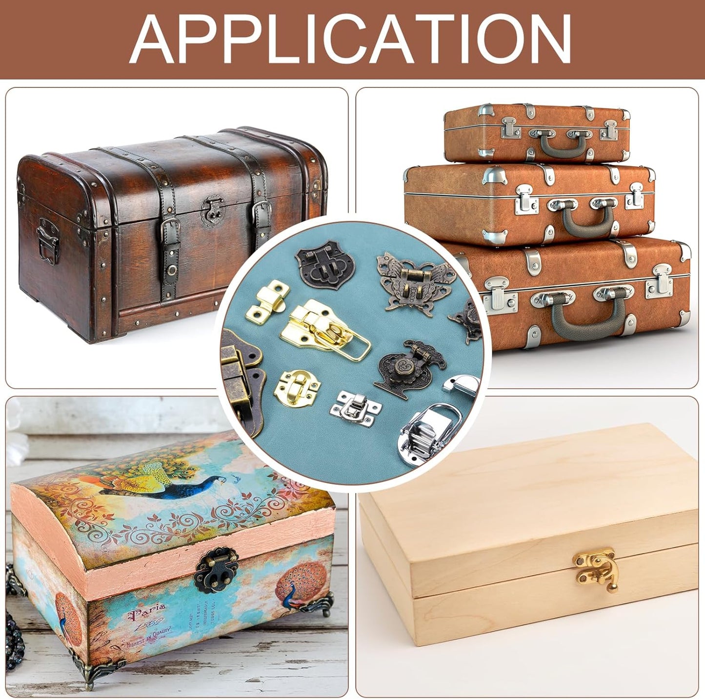 Butterfly Decorative Retro Box Toggle Latch with Padlock Hole - 43 x 50mm Bronze Hasp Clasp for Jewelry Box, Suitcase, Toolbox