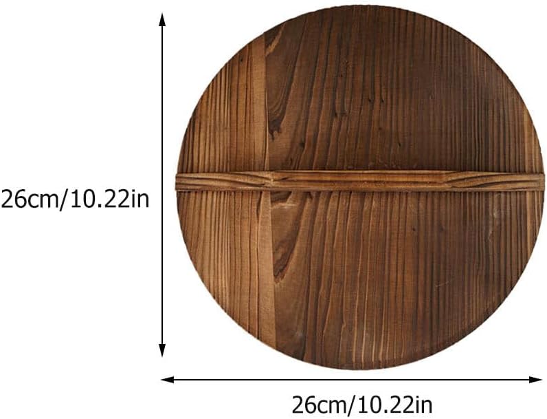 Cabilock 11 Inch Wooden Wok Lid with Handle - Anti-Hot & Anti-Spillover Pan Cover for Frying Pans & Cookware
